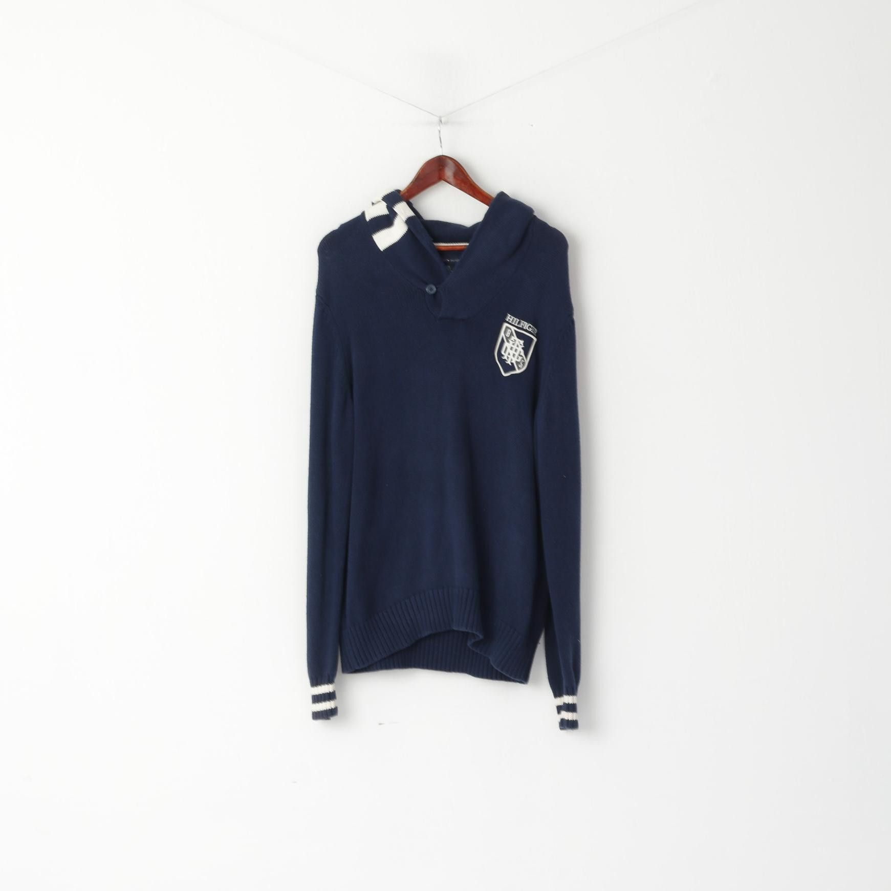 Tommy Hilfiger Tommy Hilfiger Men L Jumper Navy Cotton Knit 0539 Size US L / EU 52-54 / 3 - 2 Thumbnail
