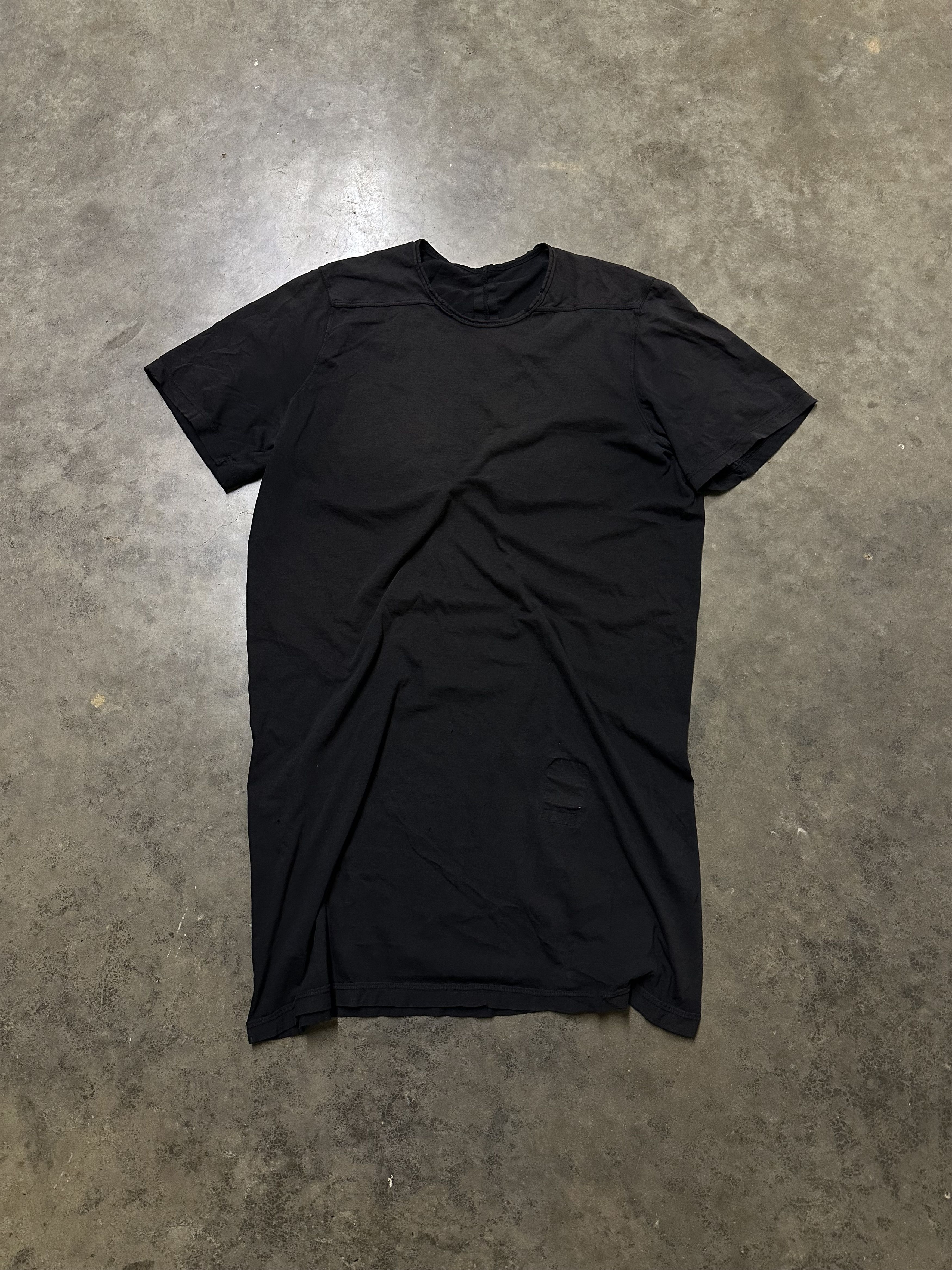 Pre-owned Rick Owens Faded & Distressed Tee In Black