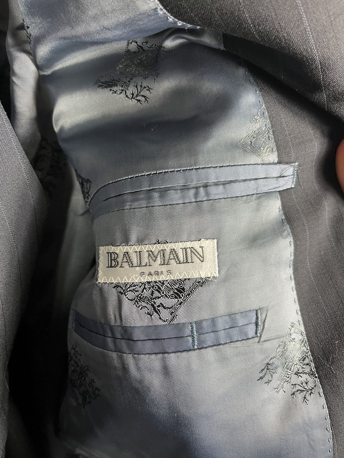 Balmain Vintage Balmain Paris Striped Wool Suit Blazer and Trousers Size 42R - 2 Thumbnail