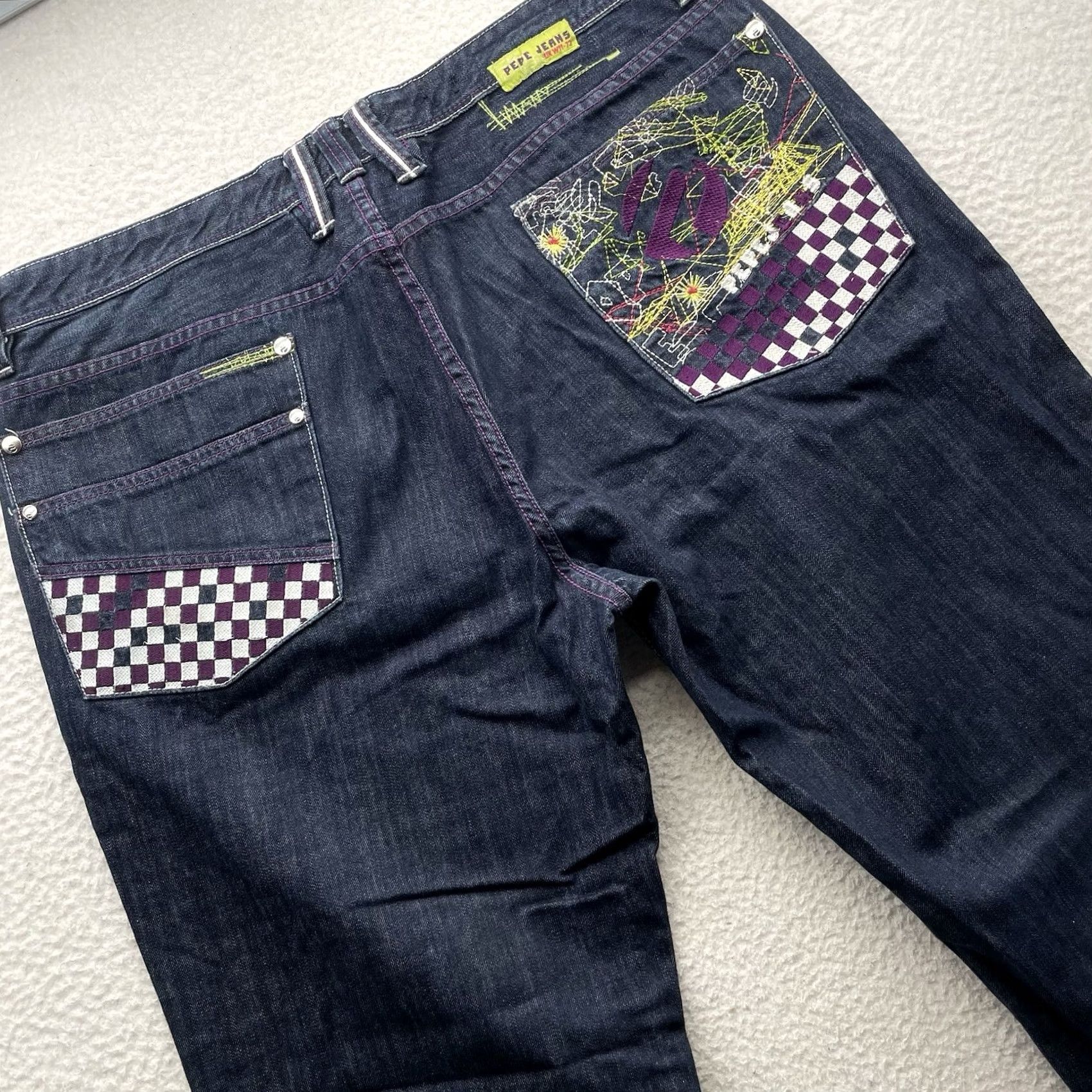 Pepe Jeans VTG Pepe Jeans Jeans Baggy Wide-Leg 42x33 5-Pocket Embroidered Denim Mens 90s Hip Hop Vintage Blue Size US 42 / EU 58 - 2 Thumbnail