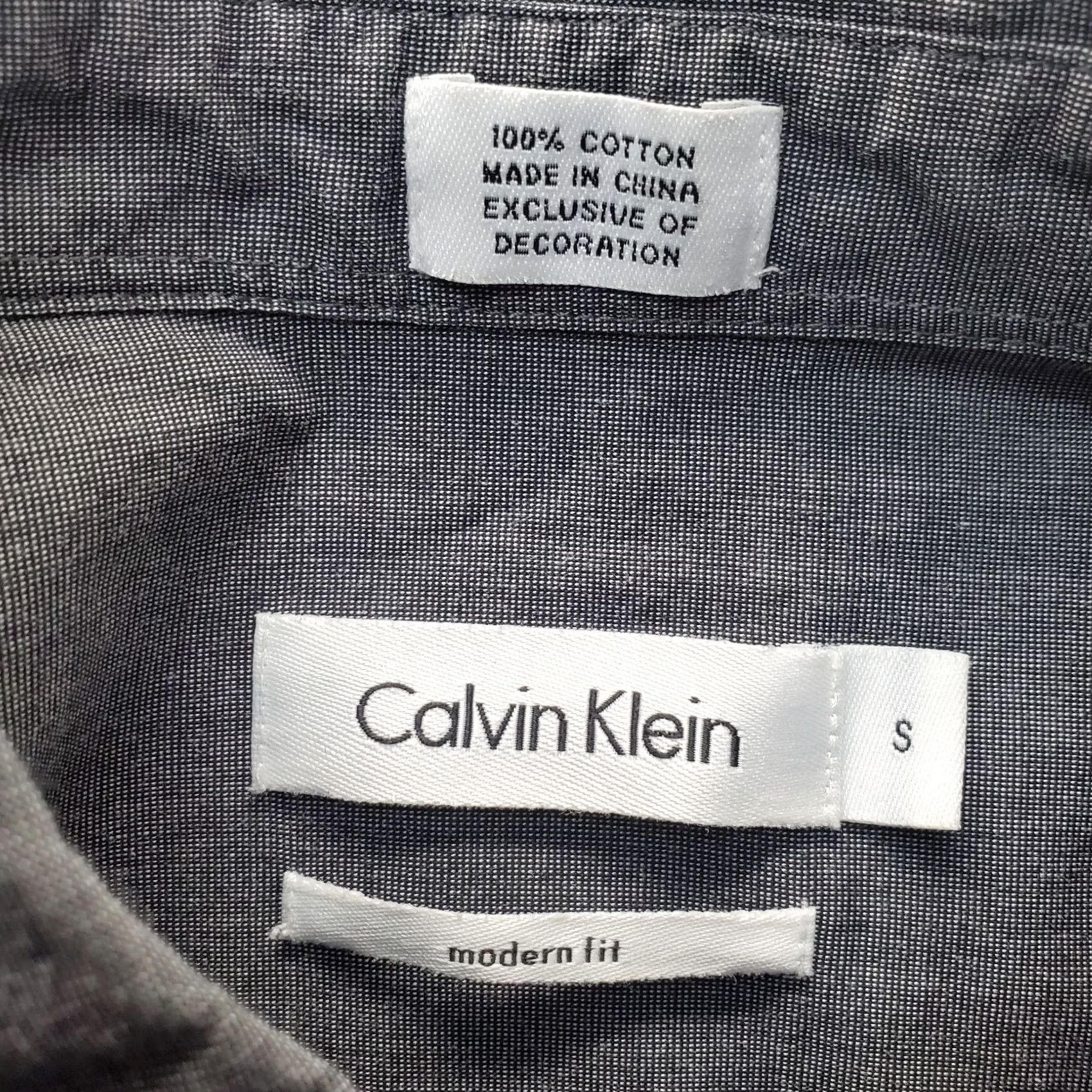 Calvin Klein Calvin Klein Shirt Mens Small Gray Modern Fit Embroidered Long Sleeve Button-Up Size US S / EU 44-46 / 1 - 5 Thumbnail