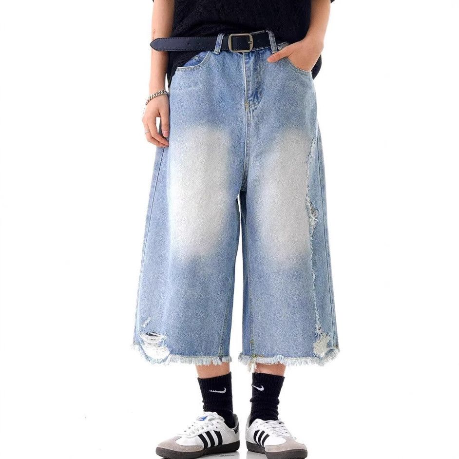 Japanese Brand Retro loose ripped denim shorts Size US 32 / EU 48 - 5 Thumbnail