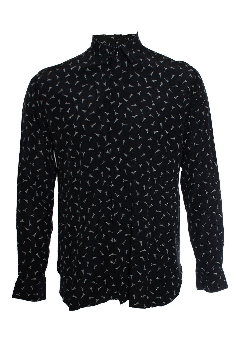 Saint Laurent Paris Saint Laurent, Black shirt with eiffel tower print Size US M / EU 48-50 / 2 - 1 Thumbnail