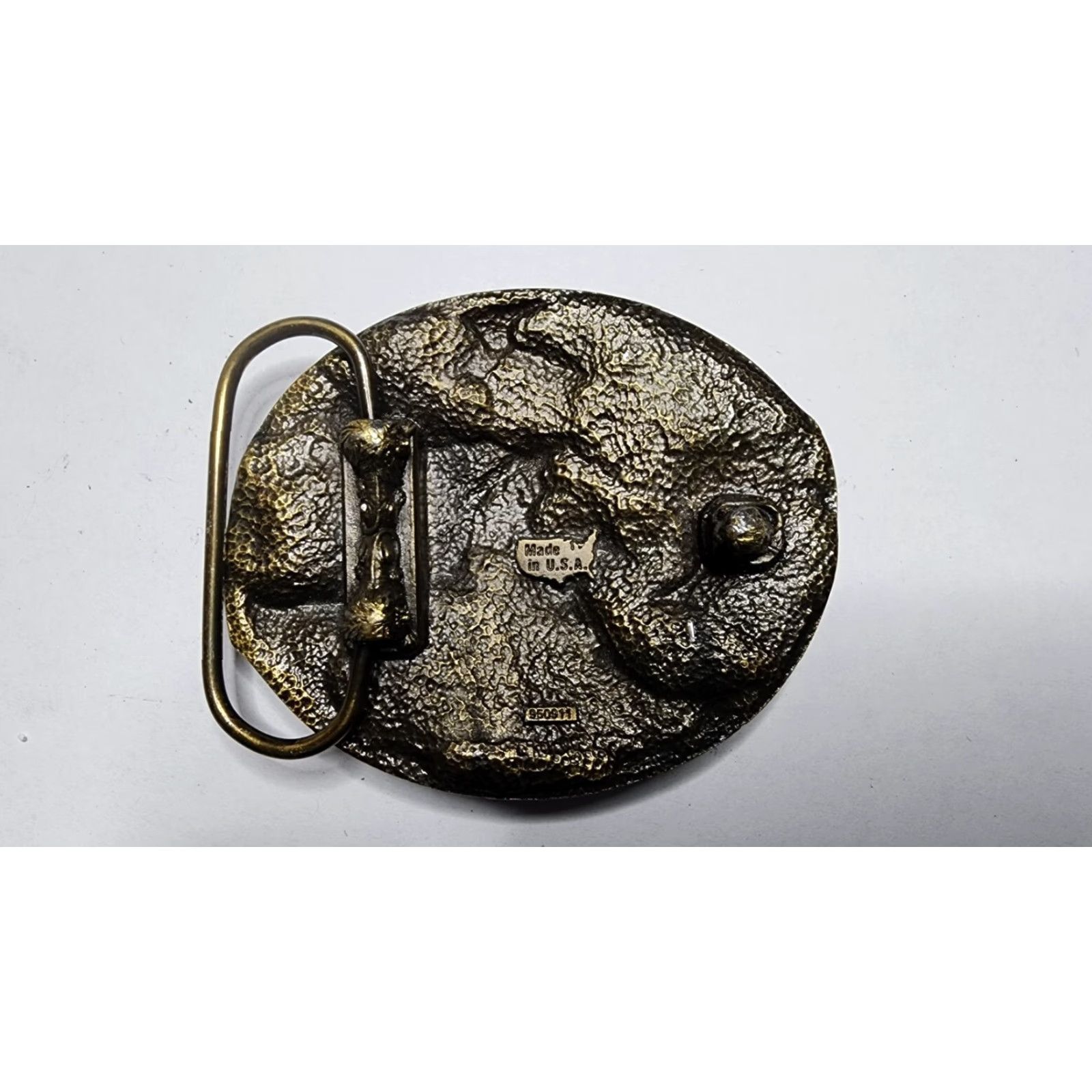Vintage VINTAGE NRA Belt Buckle GOLDEN EAGLES Made in USA Brown Metal Western Buckle Men Eagle United States Size ONE SIZE - 2 Thumbnail