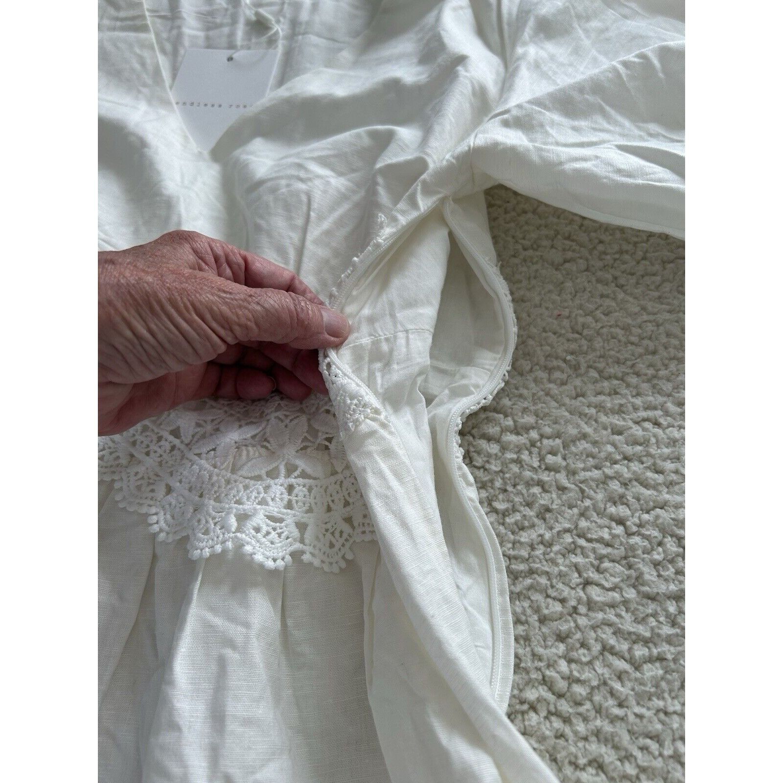 Designer ENDLESS ROSE White Puff Sleeve V-Neck Lace Trim Mini Dress S Size M / US 6-8 / IT 42-44 - 11 Thumbnail