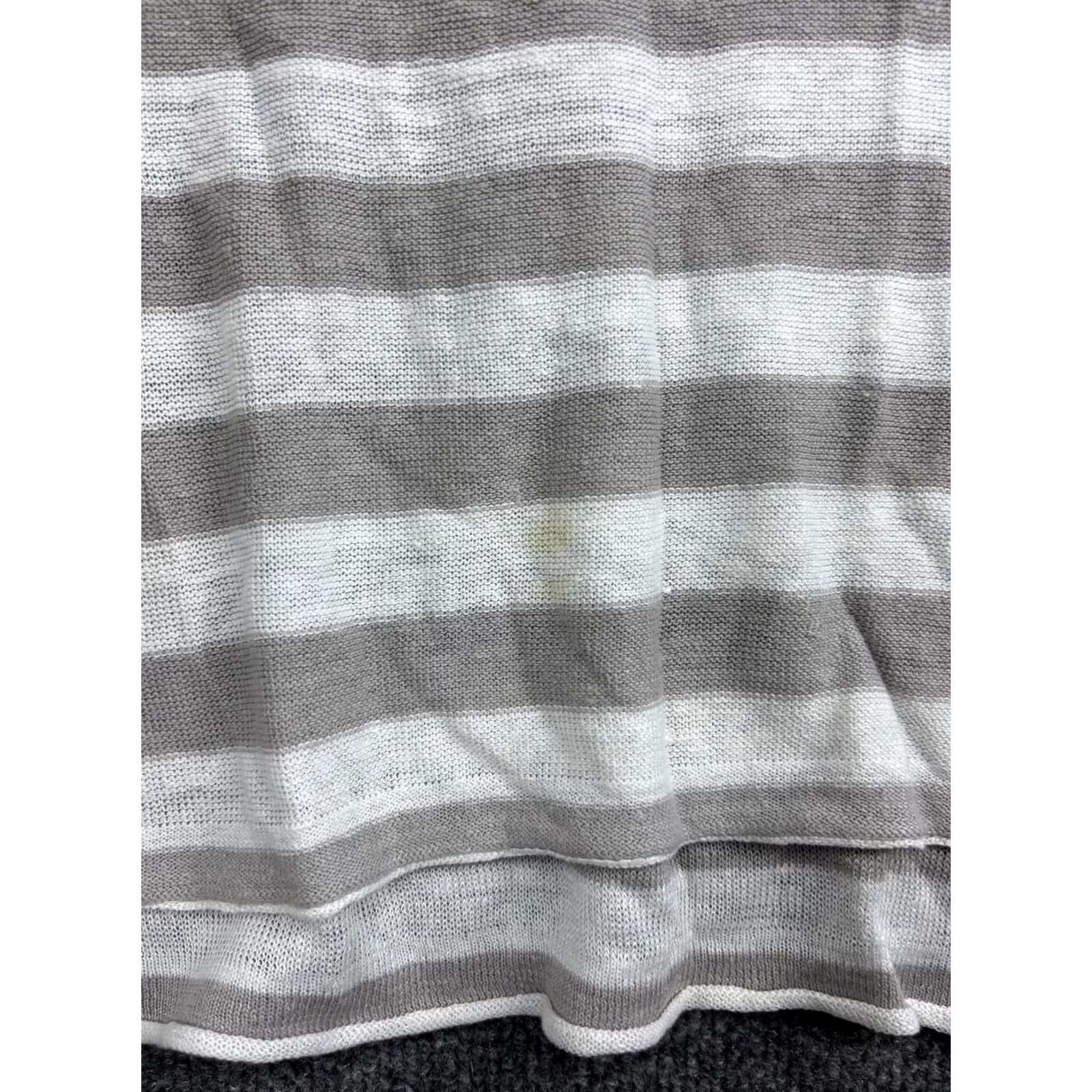 Eileen Fisher Eileen Fisher Blouse Womens Medium Gray White Stripe Linen Dolman 3/4 Sleeve Top Size M / US 6-8 / IT 42-44 - 5 Thumbnail