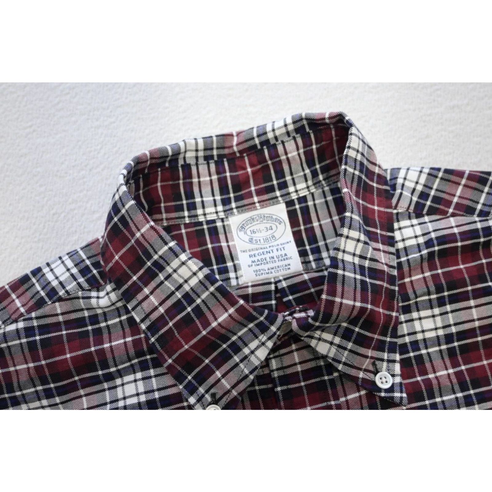 image of VTG Brooks Brothers Regent Fit Dress Shirt Plaid Made In Usa Mens 16.5-34 Large in White