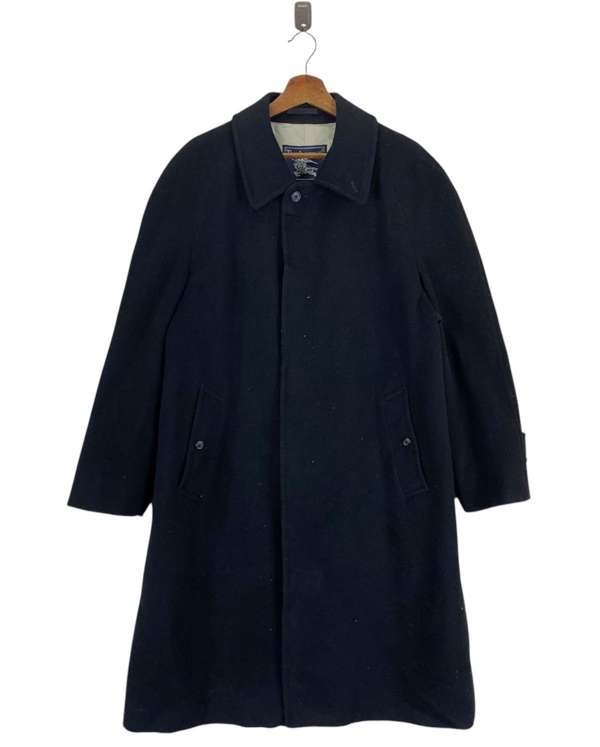 VINTAGE BURBERRYS OF LONDON WOOL BLACK OVERCOAT