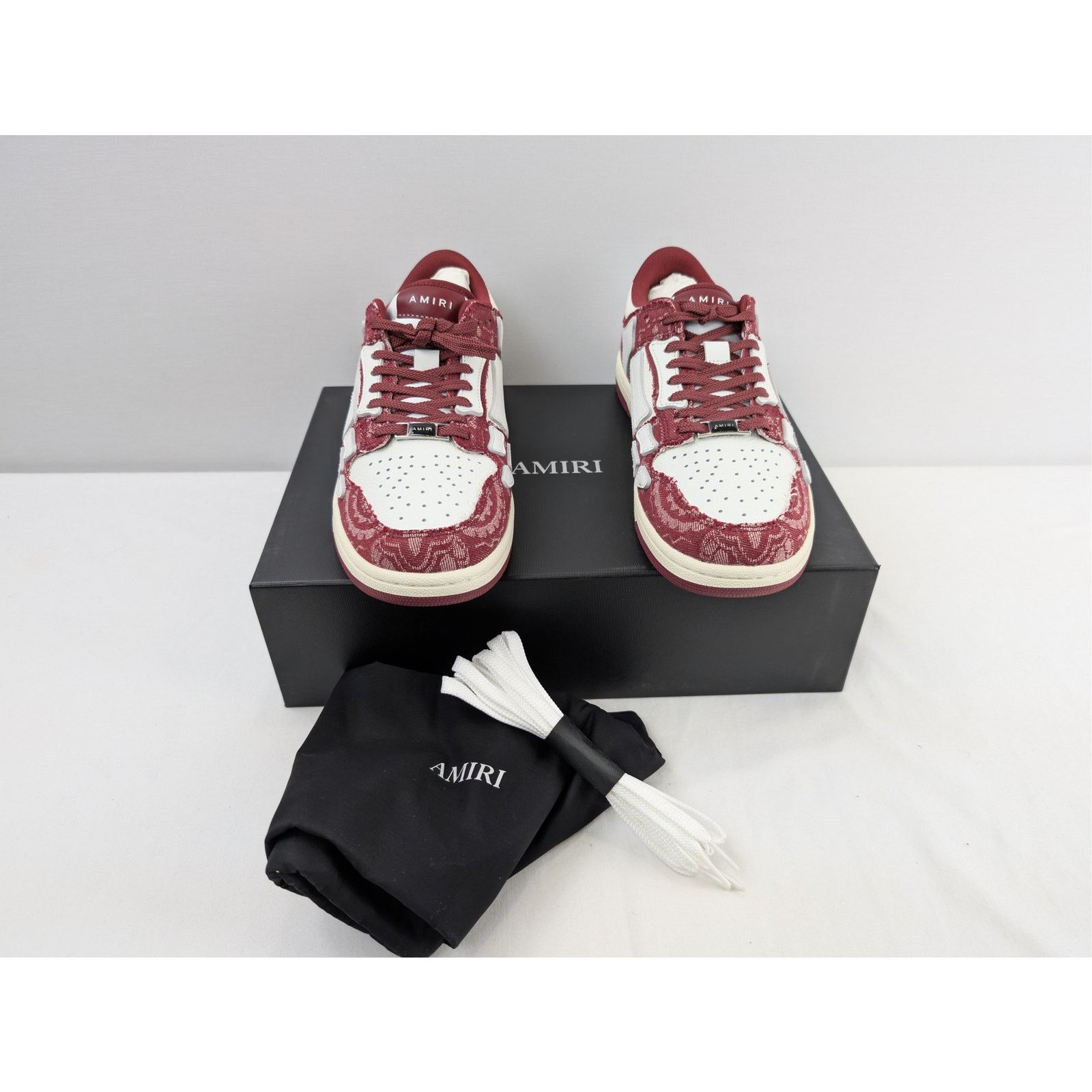Amiri o1rshd1 Bandana Denim Skeleton Top Low Sneakers in Burgundy Size US 10 / EU 43 - 18 Thumbnail