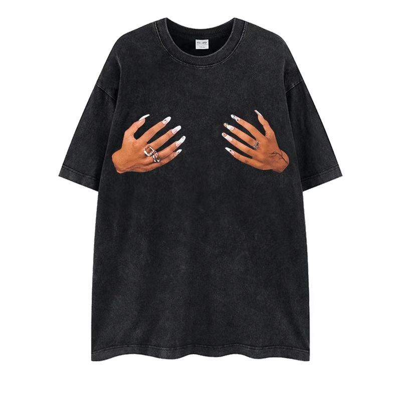 Vintage Street Hip Hop Fingers Vintage Short Sleeve Tee Black Size US XL / EU 56 / 4 - 4 Thumbnail