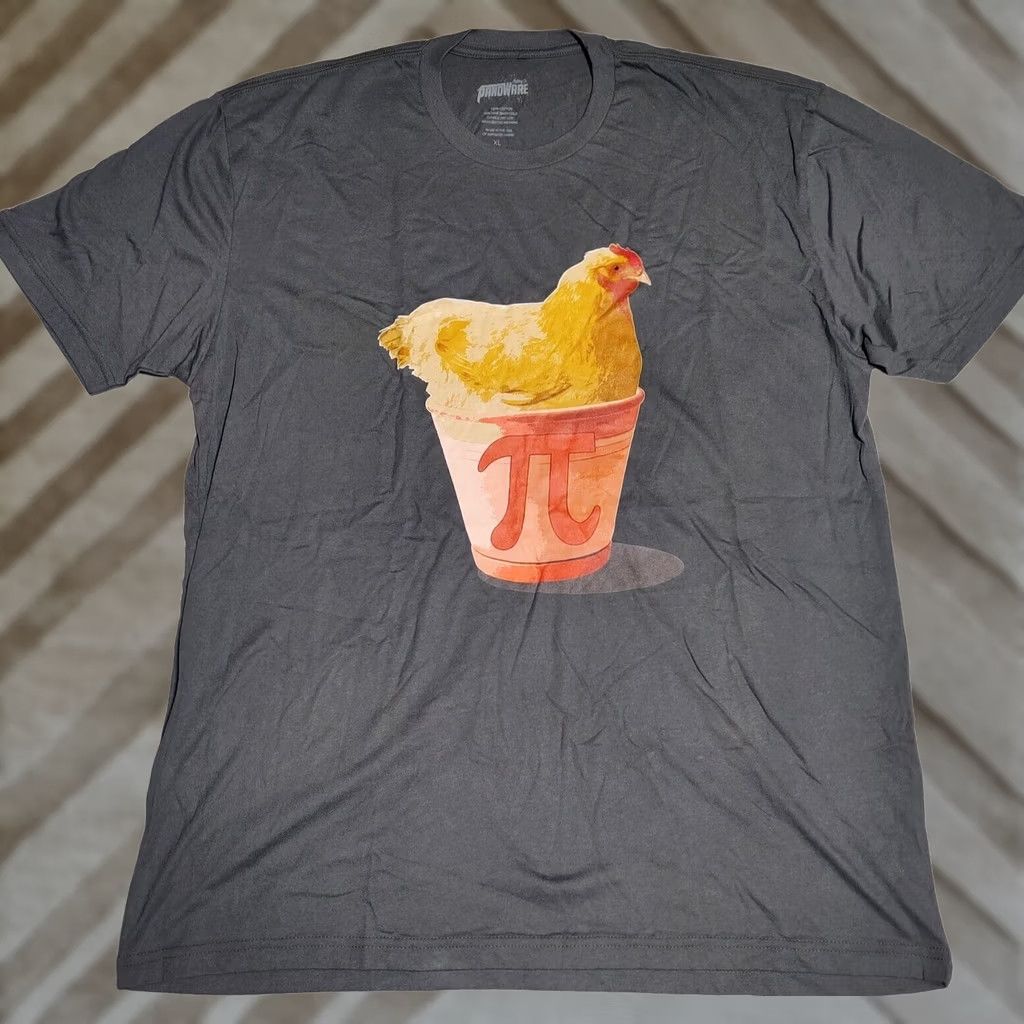 Vintage Panowear CHICKEN POT PI Men XL Gray Short Sleeve T-Shirt PI DAY 3.14 NEW Size US XL / EU 56 / 4 - 1 Thumbnail