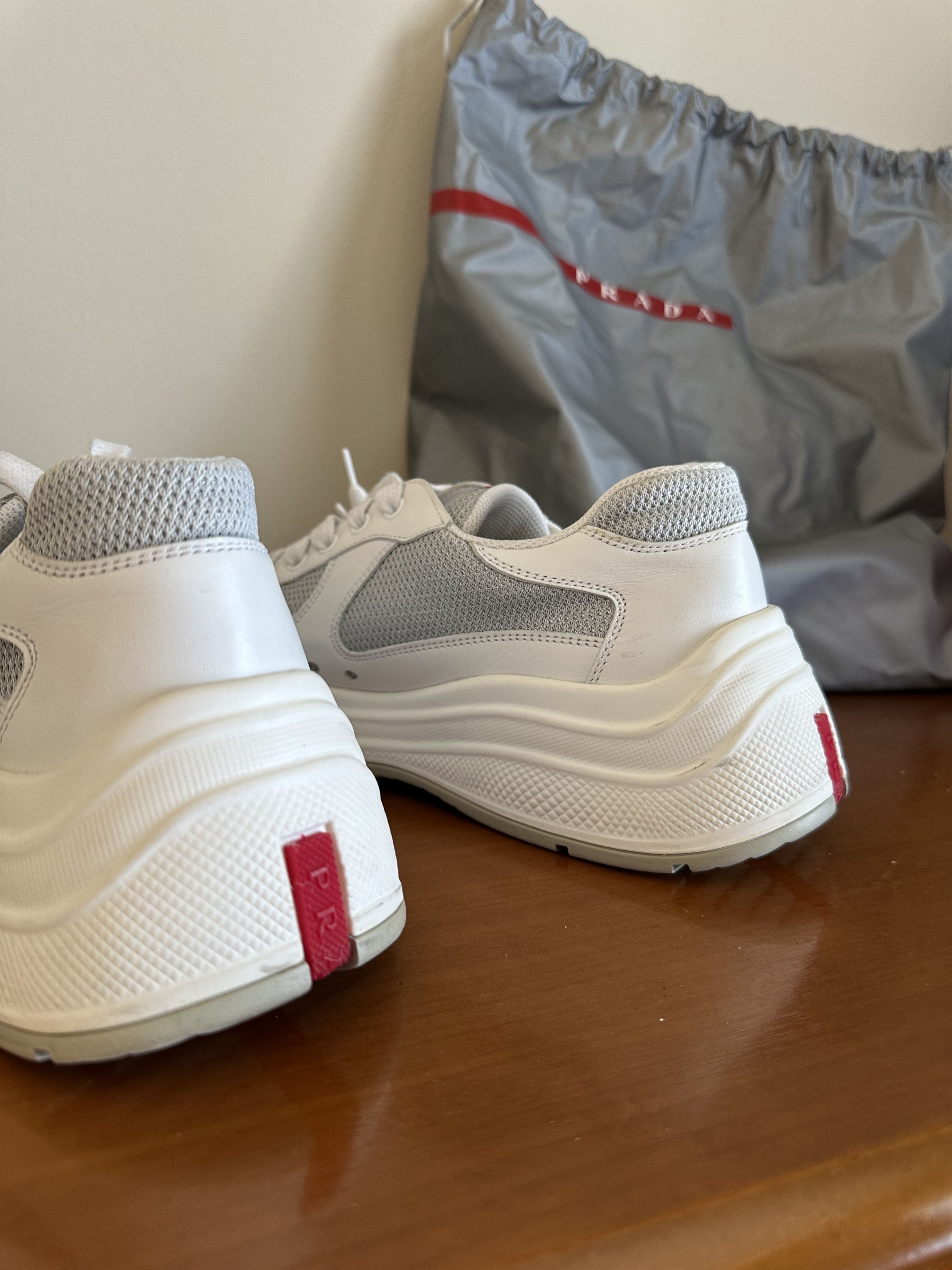 Prada Prada America’s Cup-Style Sneakers – White / Grey (4E3494) Size US 8.5 / EU 41-42 - 4 Thumbnail