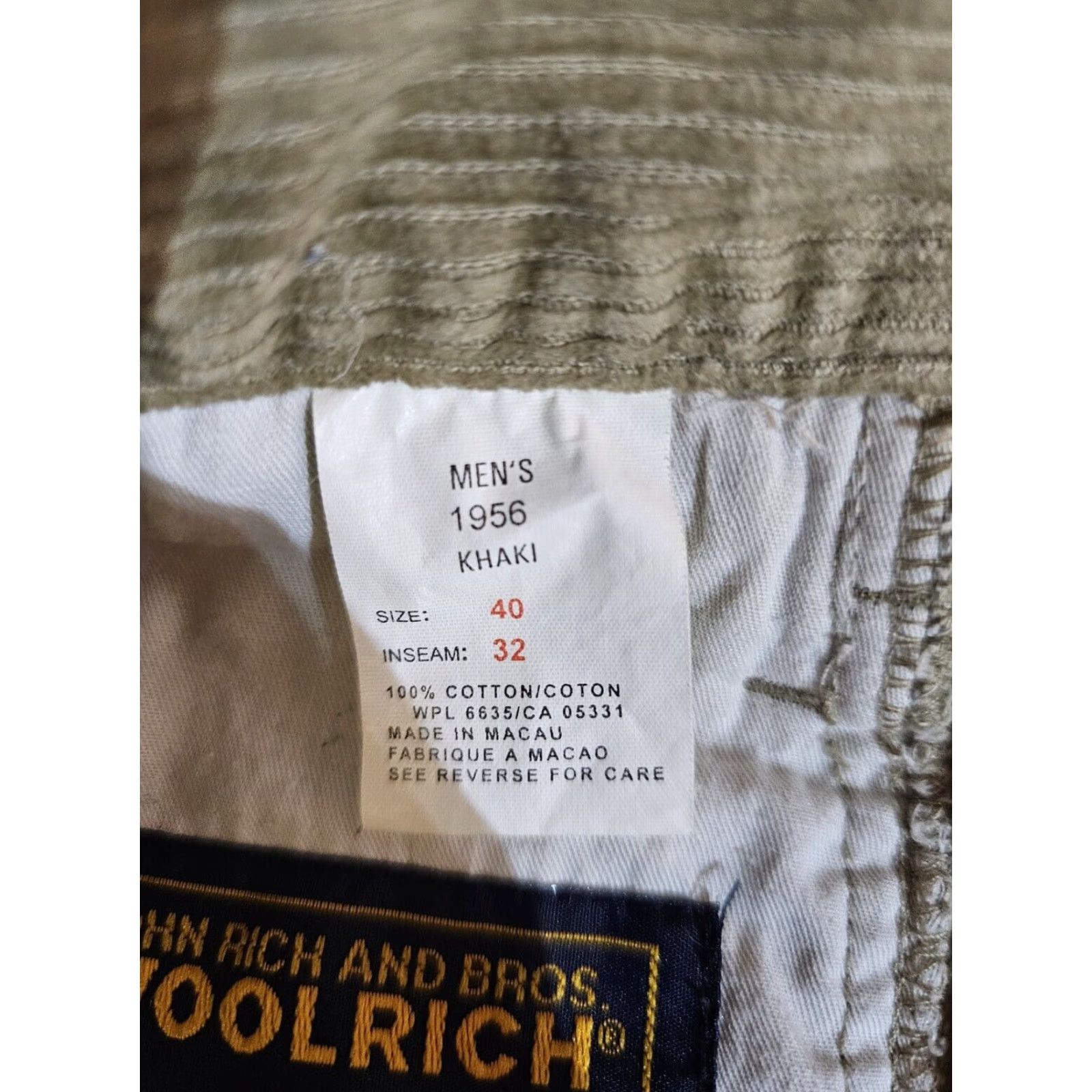 Vintage VINTAGE Woolrich Khaki Corduroy Pants 1980s Signature Style 1956 Straight Fit Mens Sz 40x32 Size US 40 / EU 56 - 5 Thumbnail