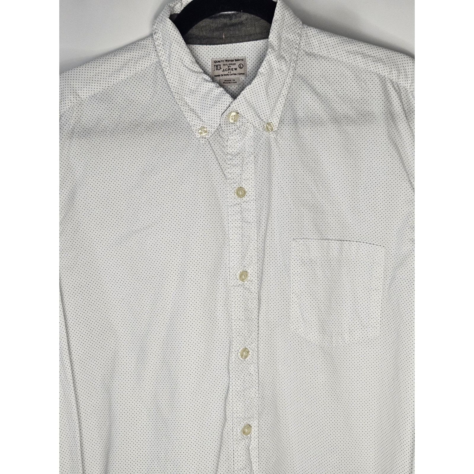 J.Crew VTG J. Crew Dress Shirt Men's Large White Navy Polka Dots Size US L / EU 52-54 / 3 - 2 Thumbnail