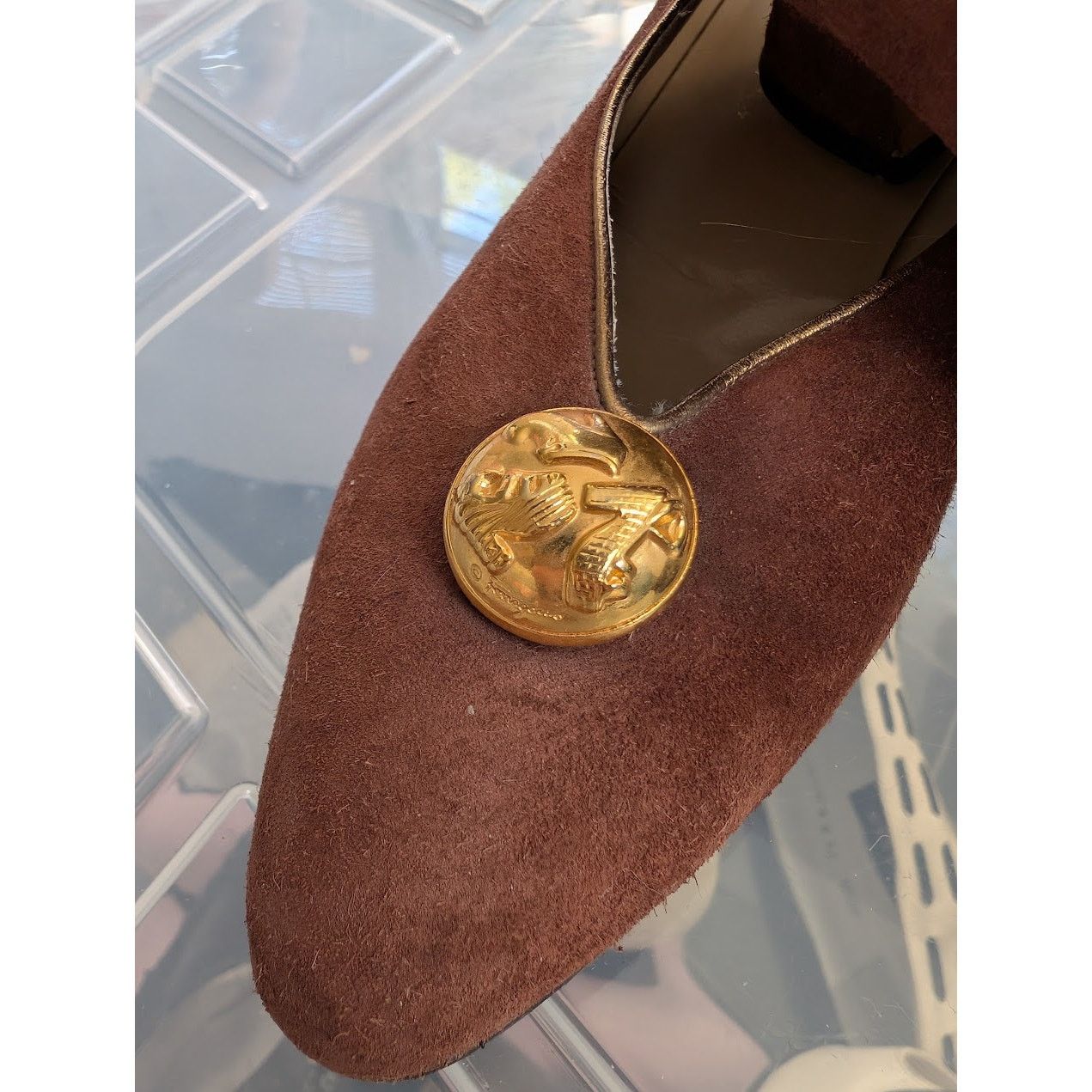 Salvatore Ferragamo Salvatore Ferragamo Brown Suede Medallion Flats – Size 7 GUC Size US 7 / IT 37 - 4 Thumbnail