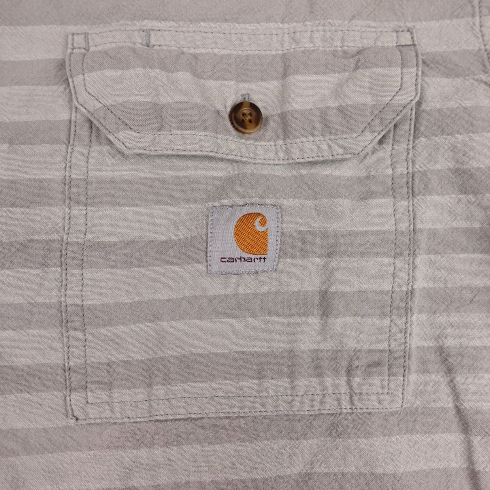 Carhartt Carhartt Shirt Mens L Gray Striped Short Sleeve Button Up Pocket - Casual Workwear, Cotton, Regular Fit Size US L / EU 52-54 / 3 - 4 Thumbnail