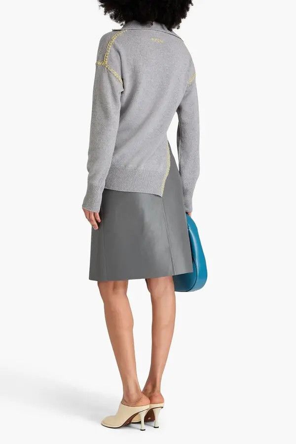 Marni o1w1db11125 Wool And Cashmere-Blend Polo Sweater in Grey Size XL / US 12-14 / IT 48-50 - 3 Thumbnail