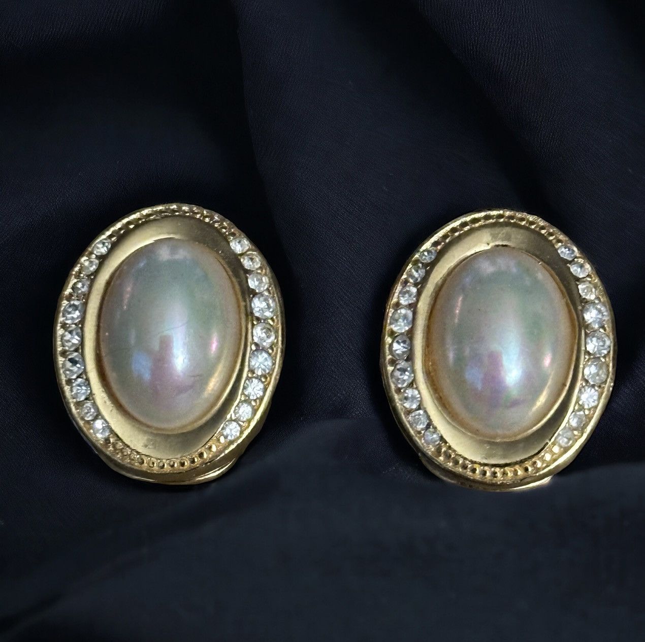 Vintage Christian Dior pearl and rhinestone earrings