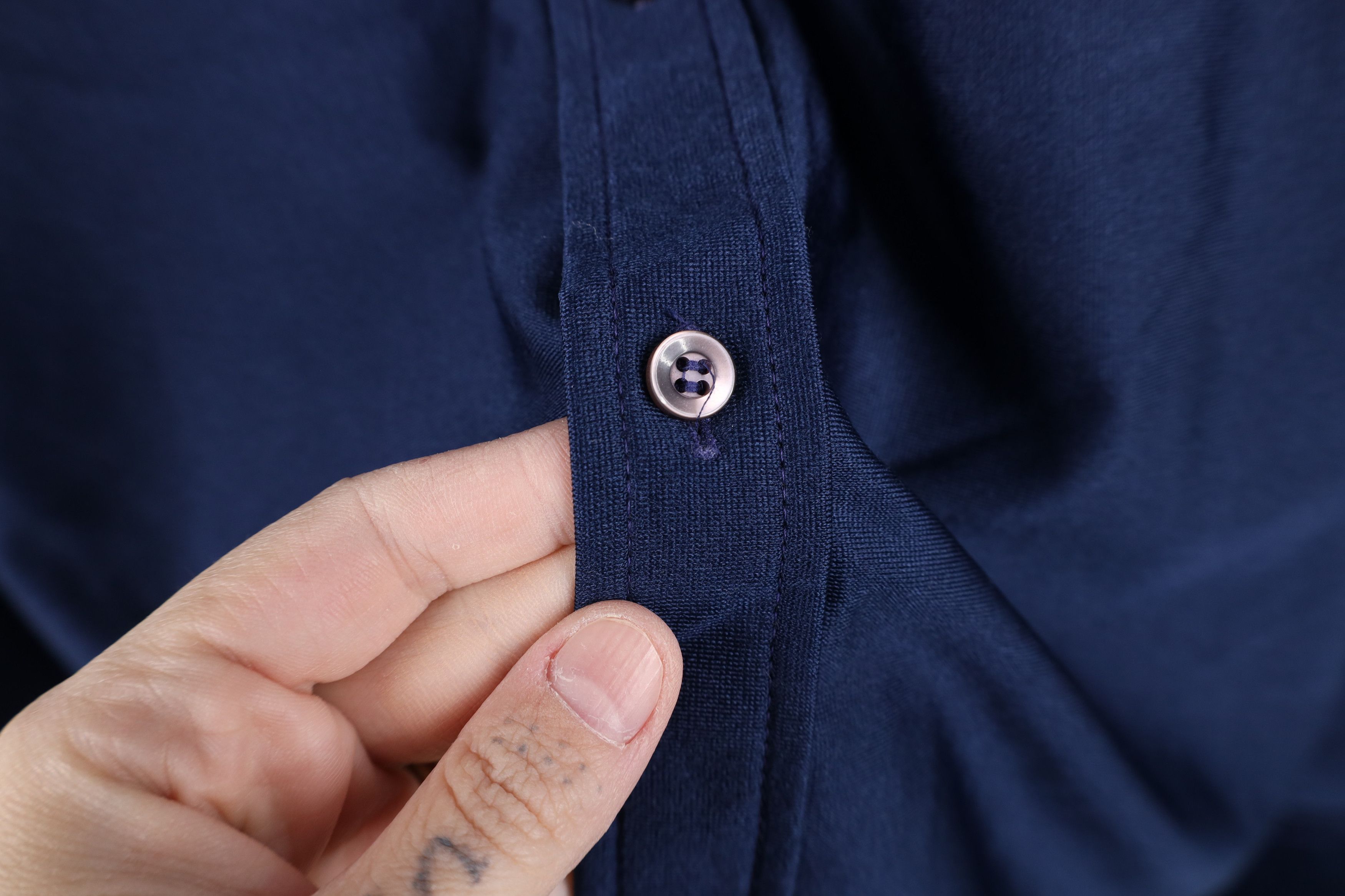 Vintage Vintage 70s Streetwear Knit Collared Button Shirt Blue USA Size US L / EU 52-54 / 3 - 5 Thumbnail