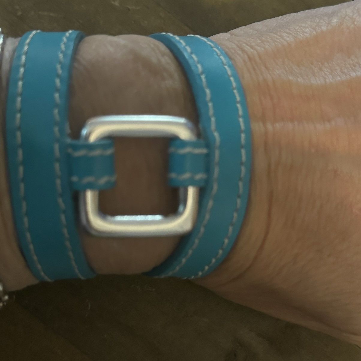 Vintage Turquoise leather double wrap bracelet Size ONE SIZE - 2 Thumbnail