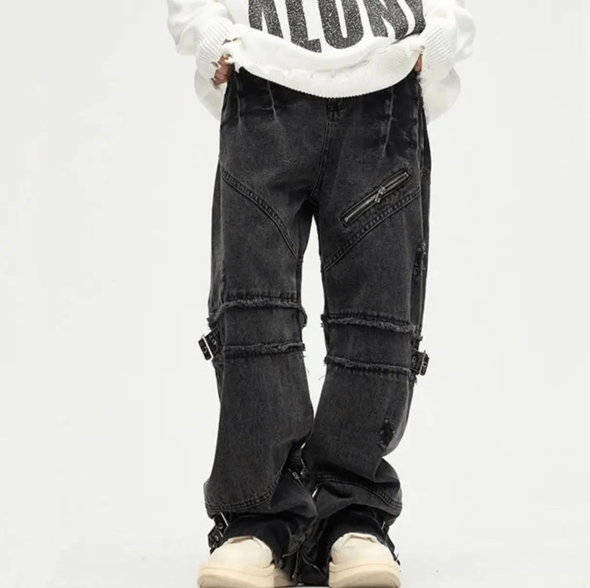 Black loose-fit workwear jeans
