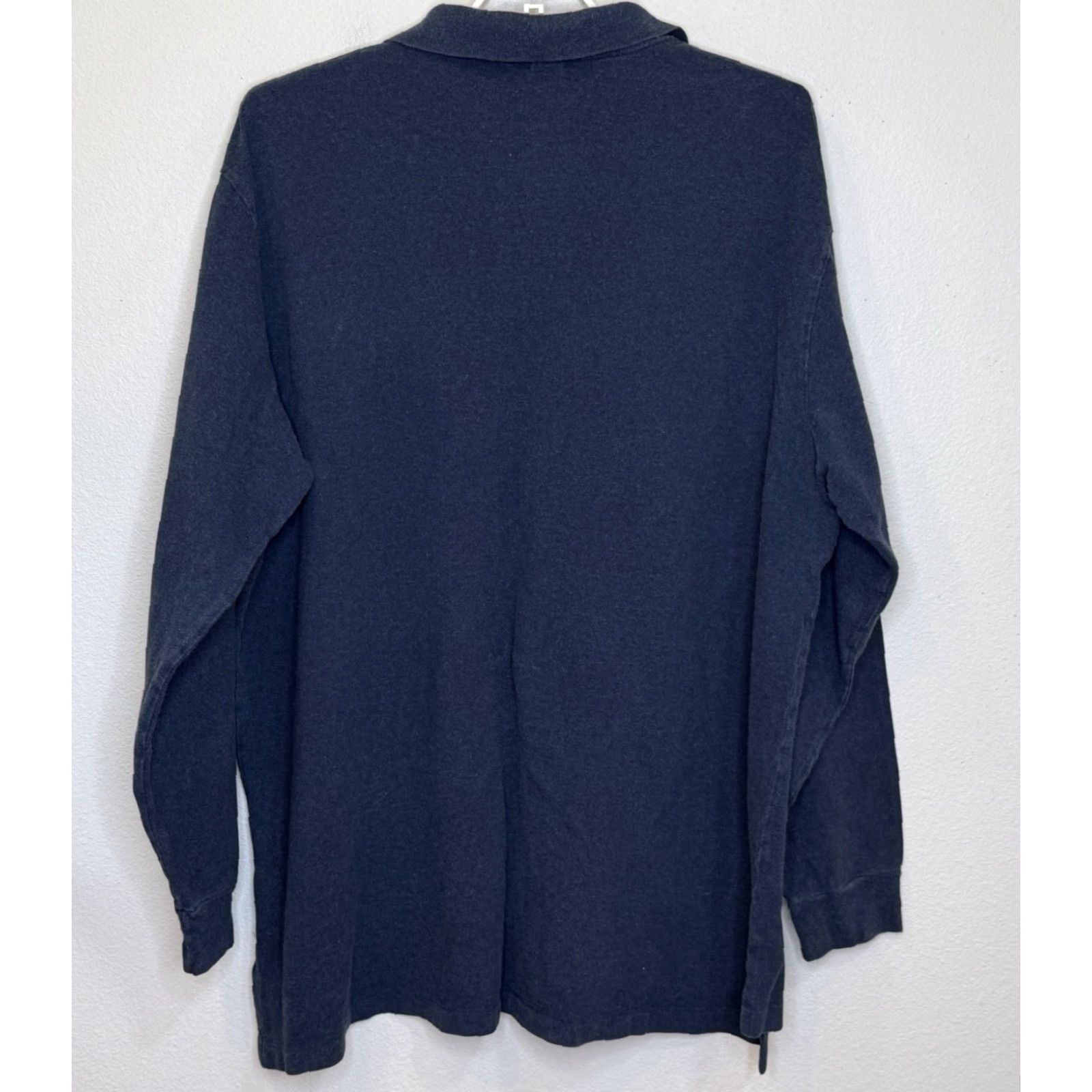 Polo Ralph Lauren VINTAGE Polo Ralph Lauren Pique Long Sleeve Polo Shirt 3XLT Mens Dark Blue Logo Classic Preppy 100% Cotton Slit Button Collared Regular Tall Shirt Size US XXL / EU 58 / 5 - 4 Thumbnail