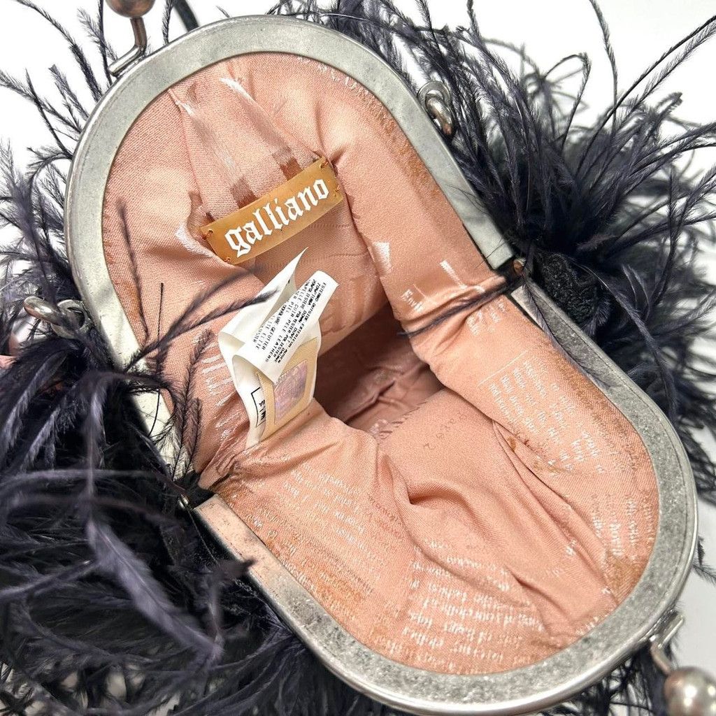 John Galliano 2008 Galliano black genuine ostrich feather handbag Size ONE SIZE - 3 Thumbnail