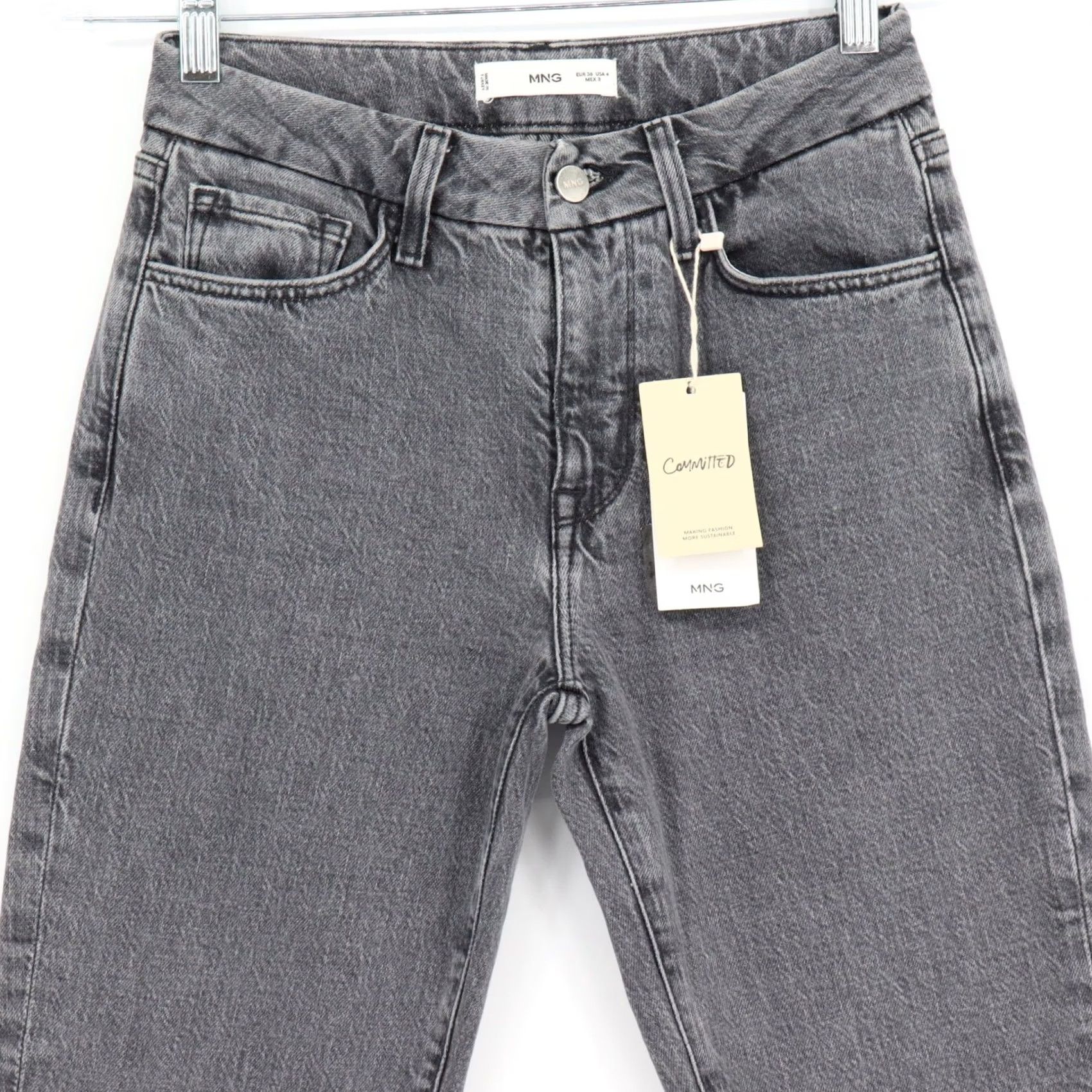 Mango Mango Jeans Womens Size 4 Gray Wash Denim Mid-Rise Flared Bootcut Stretch Comfort Button Zip Size 27" / US 4 / IT 40 - 3 Thumbnail