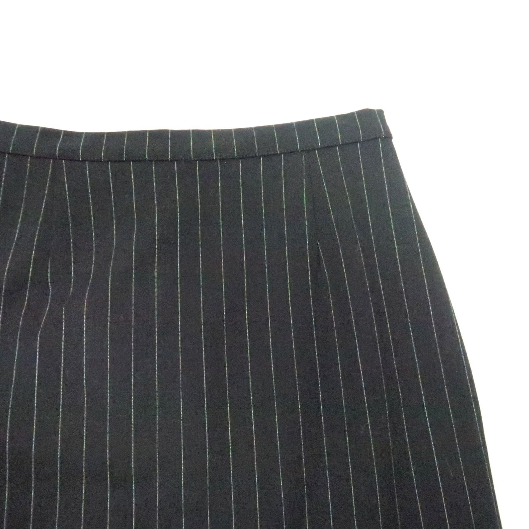 Vintage VINTAGE Monica Bianco Black Pinstripe Wool Pencil Skirt 4 Women 90s Size 27" / US 4 / IT 40 - 2 Thumbnail