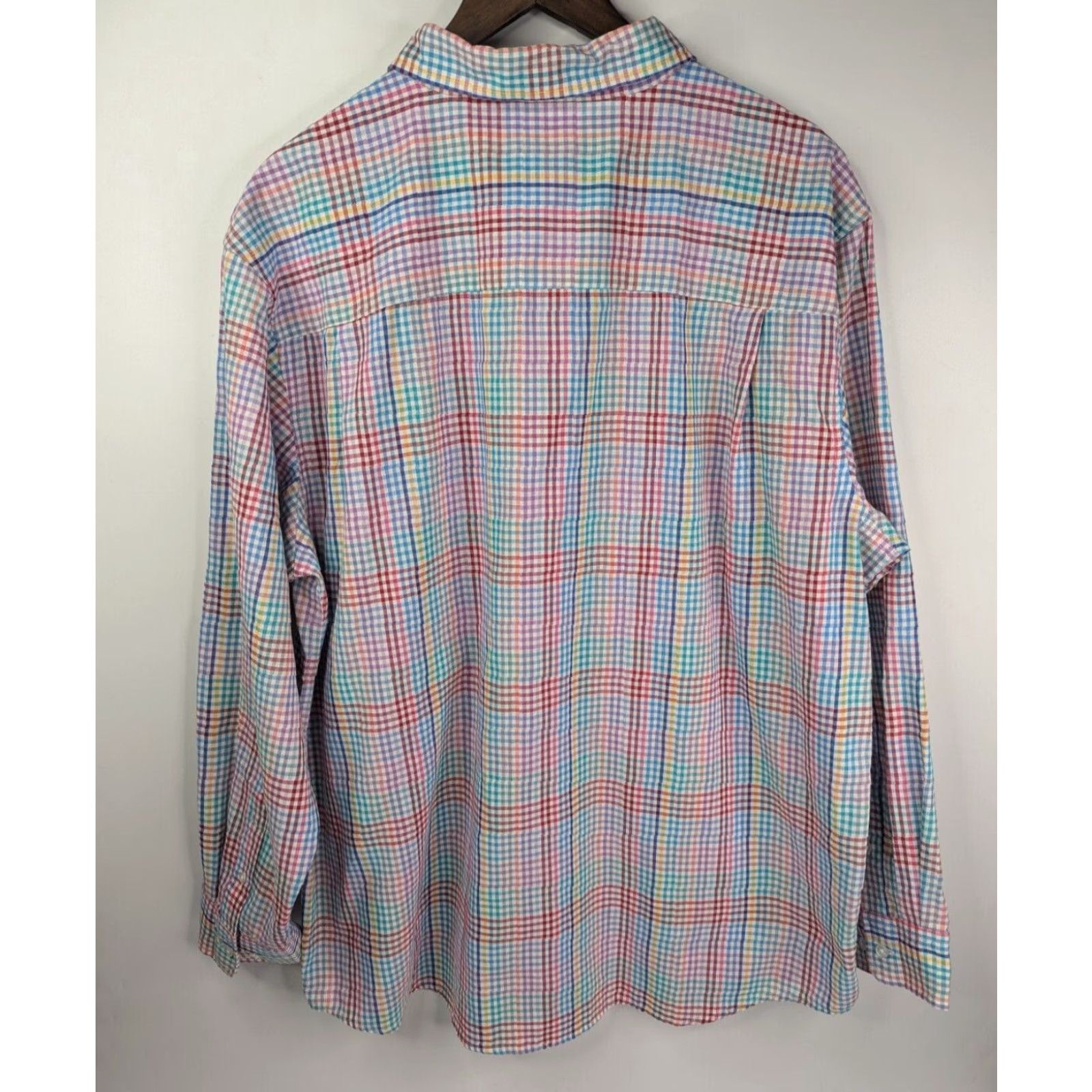 Blair John Blair Multicolored Checks Mens Button Up Long Sleeve Dress Shirt XL Size Size 46R - 3 Thumbnail
