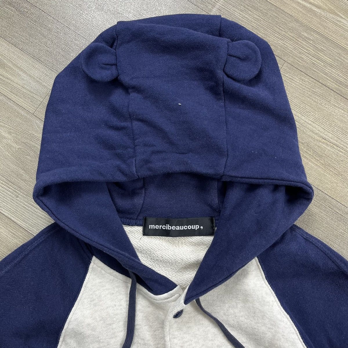 mercibeaucoup Vintage Mercibeaucoup Issey Miyake Panda Ear Varsity Hooded Size US L / EU 52-54 / 3 - 7 Thumbnail