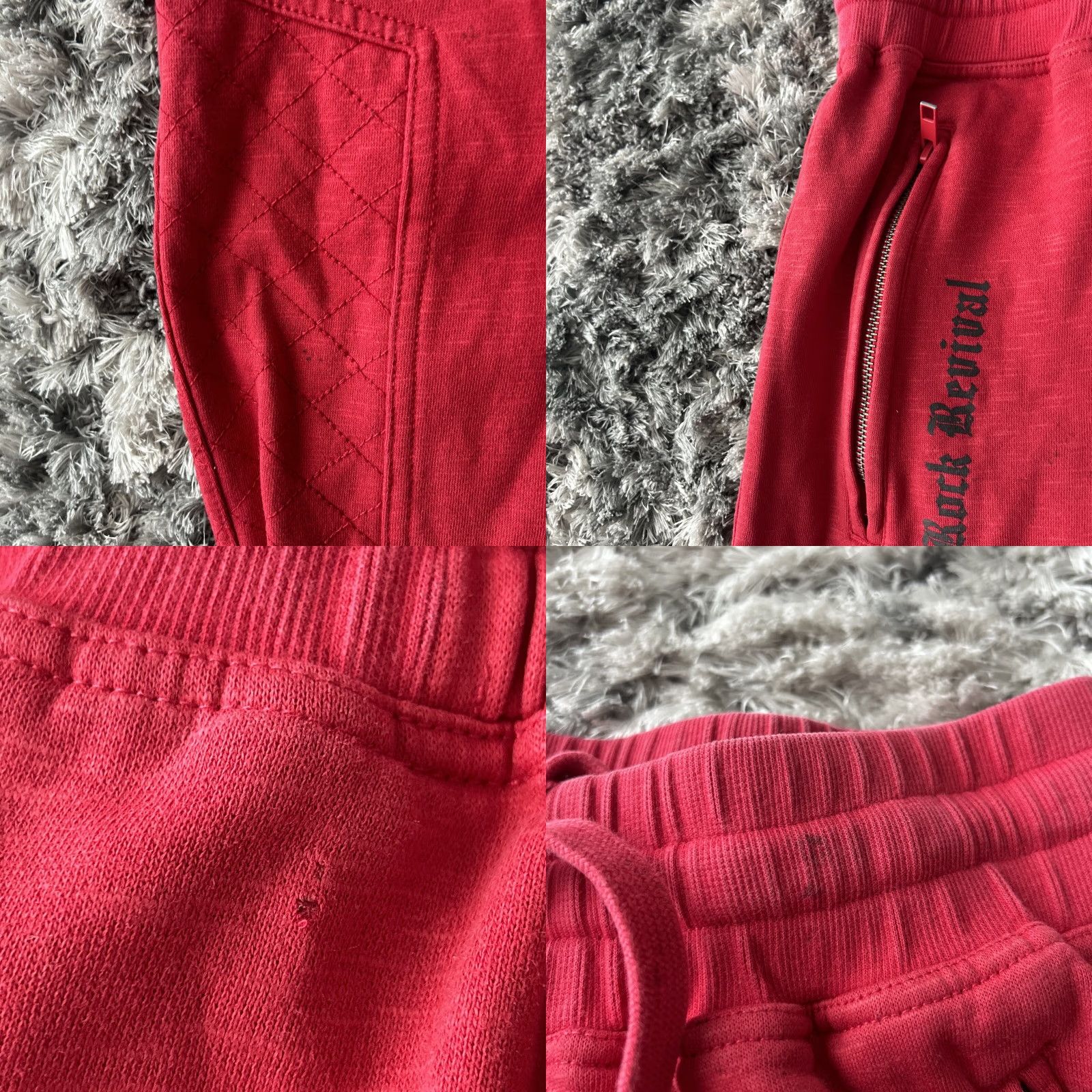 Vintage VINTAGE Rock Revival Sweatpants Mens S Red Adjustable Waist Sweat Pants 90s Y2K Activewear Size US 29 - 8 Thumbnail