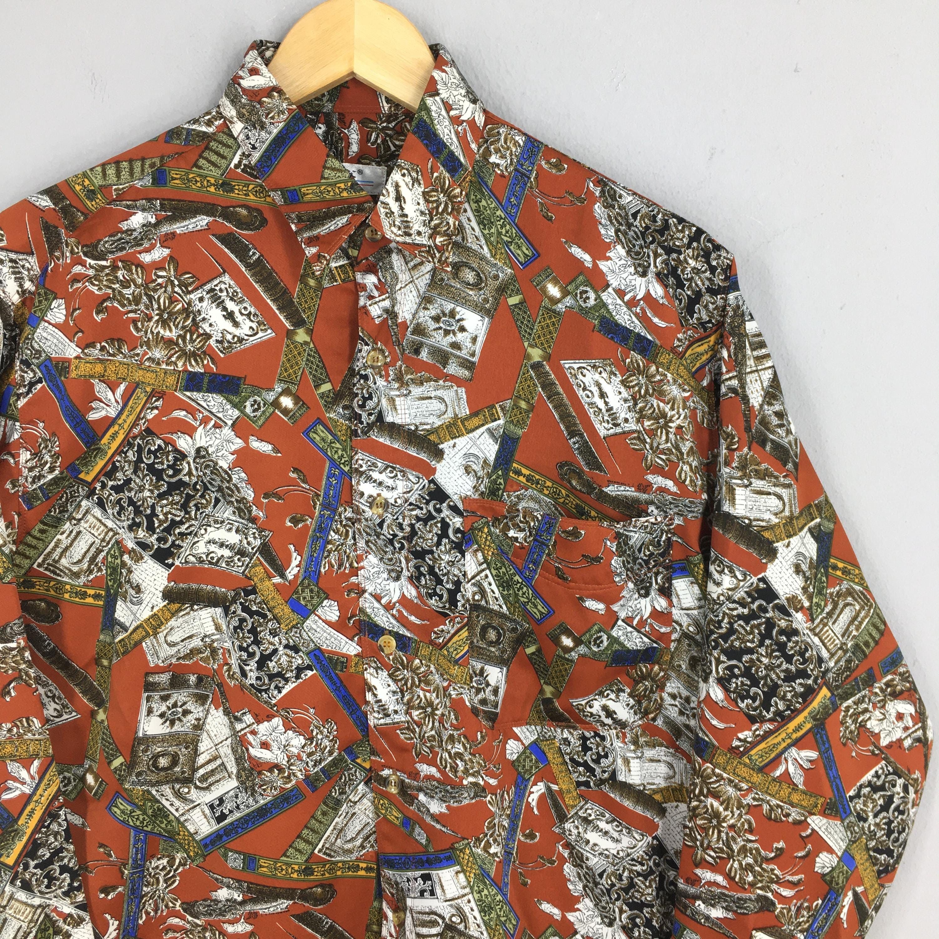 Flannel Vintage 90's Baroque Renaissance Casual Shirt Medium Size US M / EU 48-50 / 2 - 2 Thumbnail