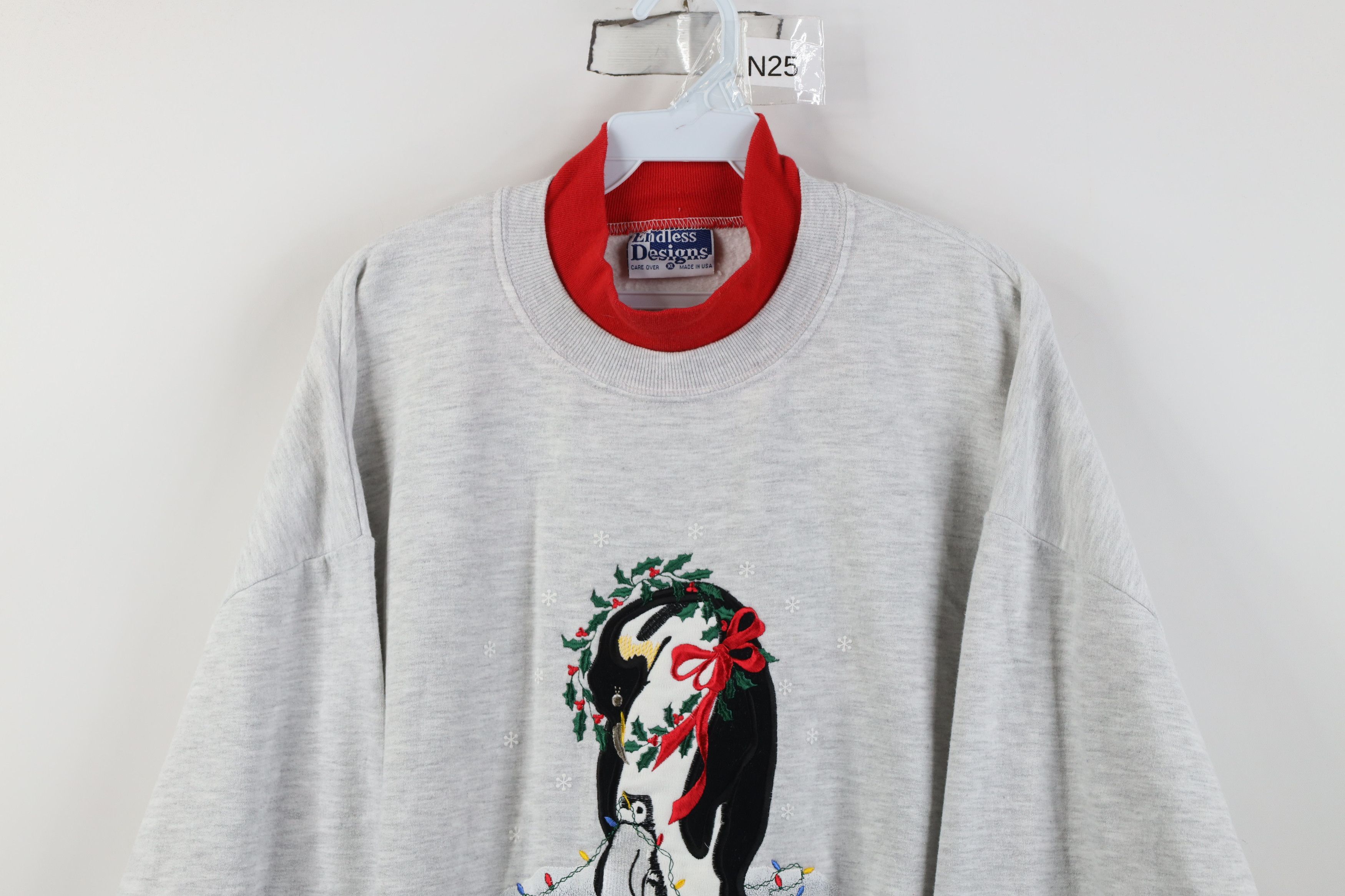 Vintage Vintage 90s Streetwear Christmas Penguin Mock Sweatshirt Size XL / US 12-14 / IT 48-50 - 2 Thumbnail