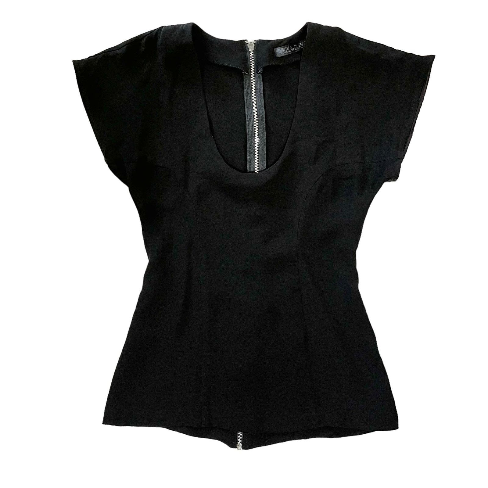 Other Vena Cava Black Scoop Neck Zip Back High-Low Fitted Top Size S / US 4 / IT 40 - 2 Thumbnail