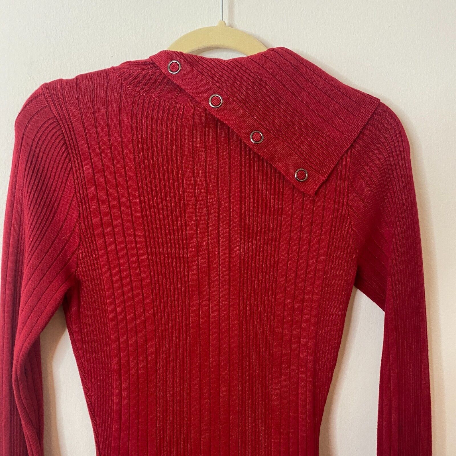 Guess Guess Red Asymmetric Turtle Neck Sweater Dress Side Button Size XS / US 0-2 / IT 36-38 - 6 Thumbnail