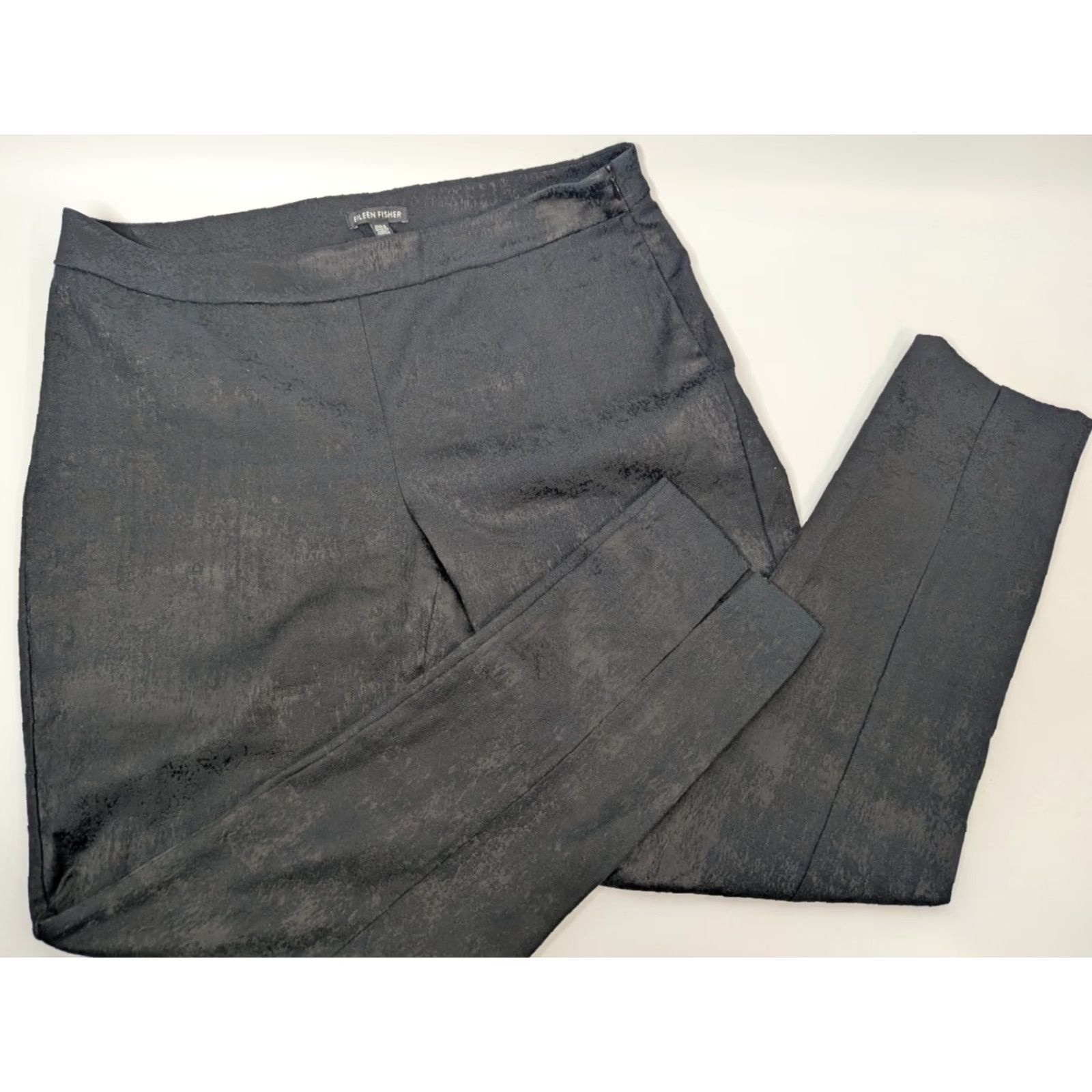 Eileen Fisher Eileen Fisher Women's Dress Pants 12 Black Ink Organic Cotton Textured Tapered Size 34" / US 12 / IT 48 - 2 Thumbnail