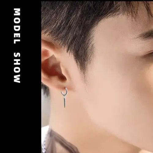 Jewelry × Other 925 Silver Plated Geometry Triangle Cone Earrings for Men Size ONE SIZE - 4 Thumbnail