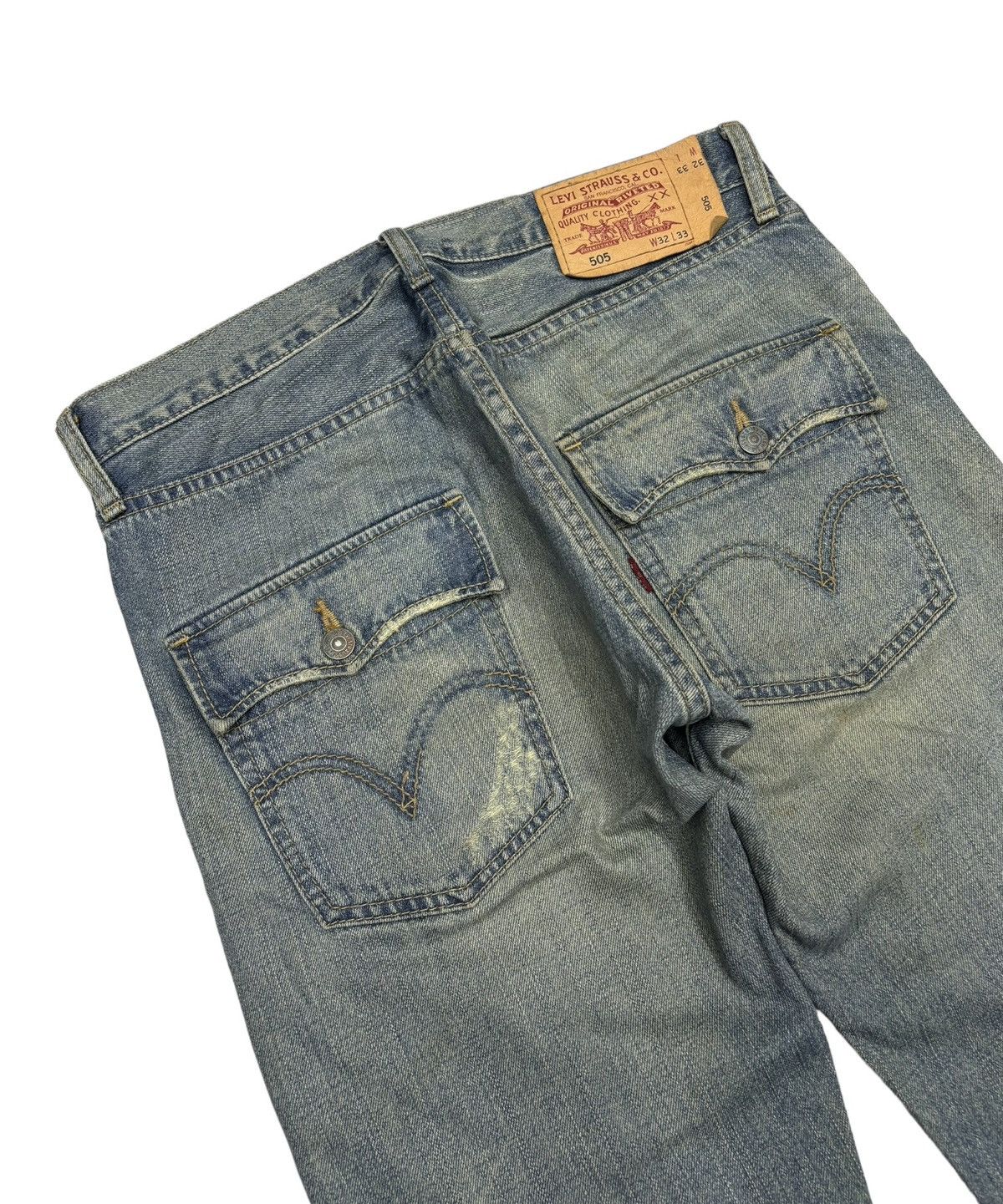Levi's 🔥LEVIS 505 FLAP POCKET DISTRESSED DENIM JEANS Size US 32 / EU 48 - 9 Thumbnail