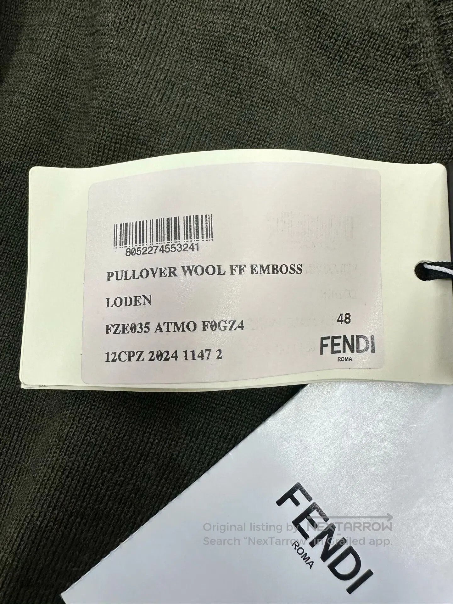 Fendi FENDI Moss Green Pocket Zip Logo Knit Sweater| Size US M / EU 48-50 / 2 - 3 Thumbnail
