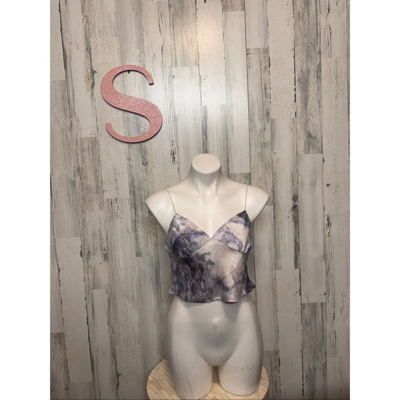 Other Timing Marble Print Satin Cami Crop Top Size Small Size S / US 4 / IT 40 - 1 Thumbnail