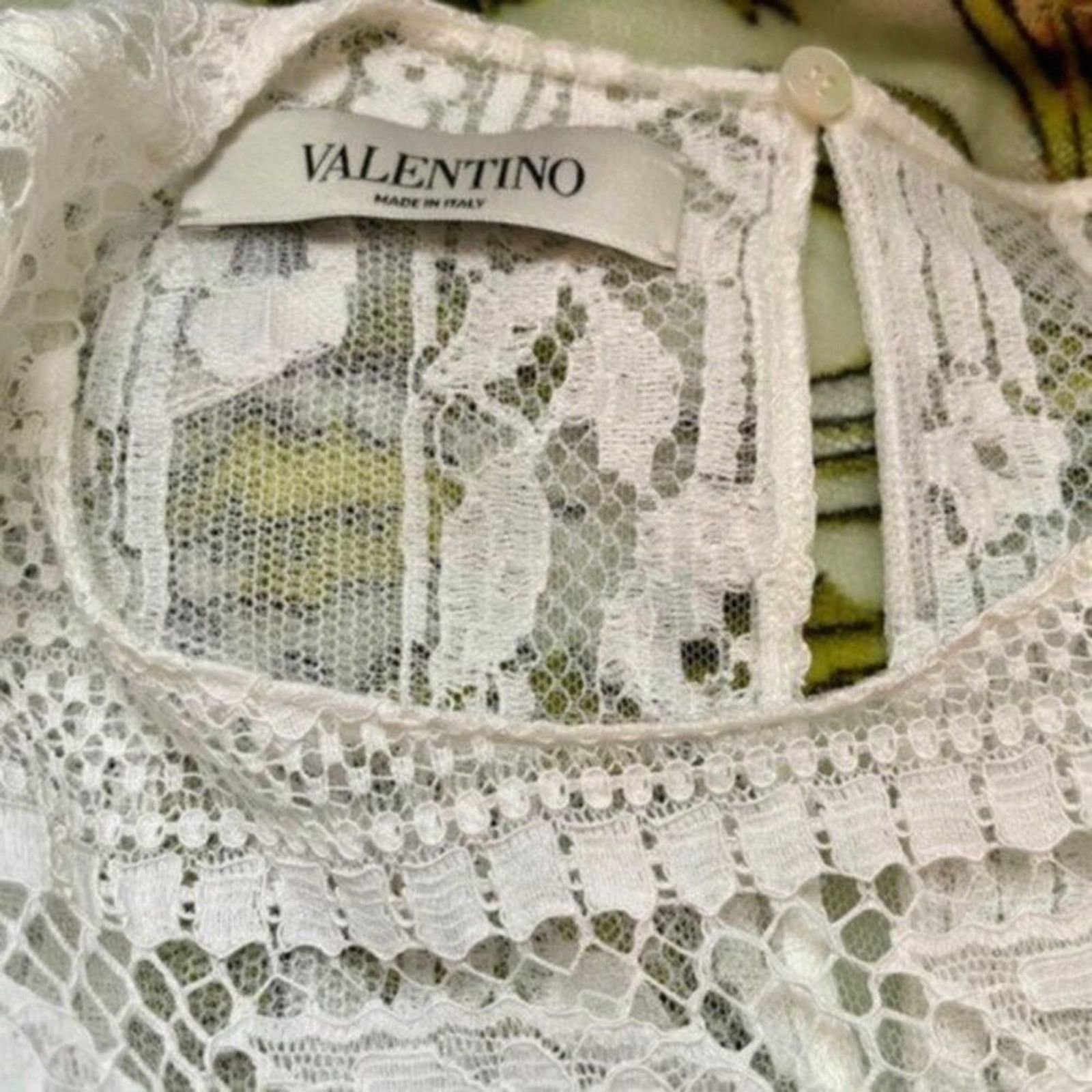 Valentino Valentino Lace Short Sleeve Shirt White size 6 Size M / US 6-8 / IT 42-44 - 10 Thumbnail