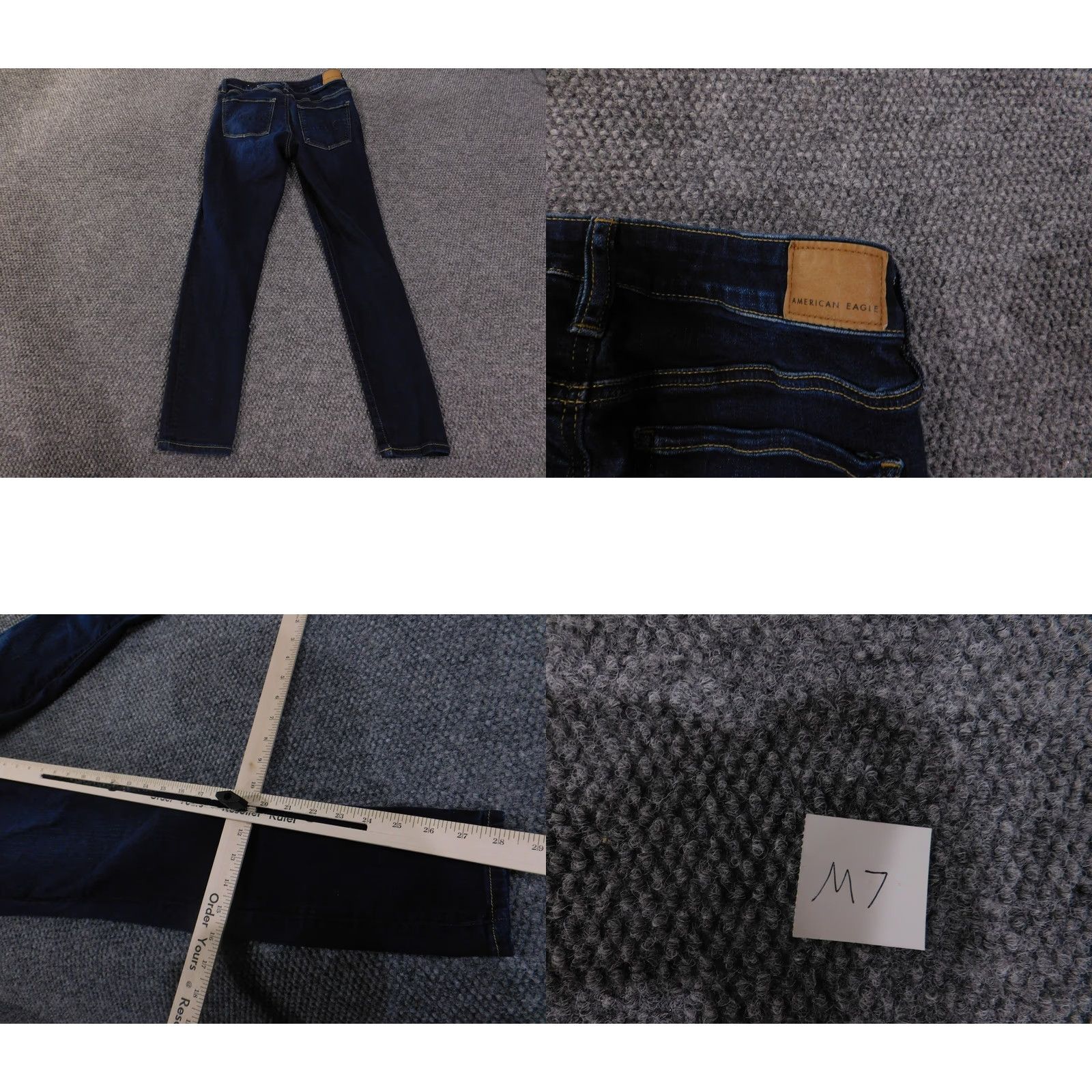 Vintage American Eagle Jeans Womens 6 Regular Jegging Skinny Stretch Denim Pants Dark Wash Blue Logo Pockets Mid Rise Zip Fly Size 28" / US 6 / IT 42 - 8 Thumbnail