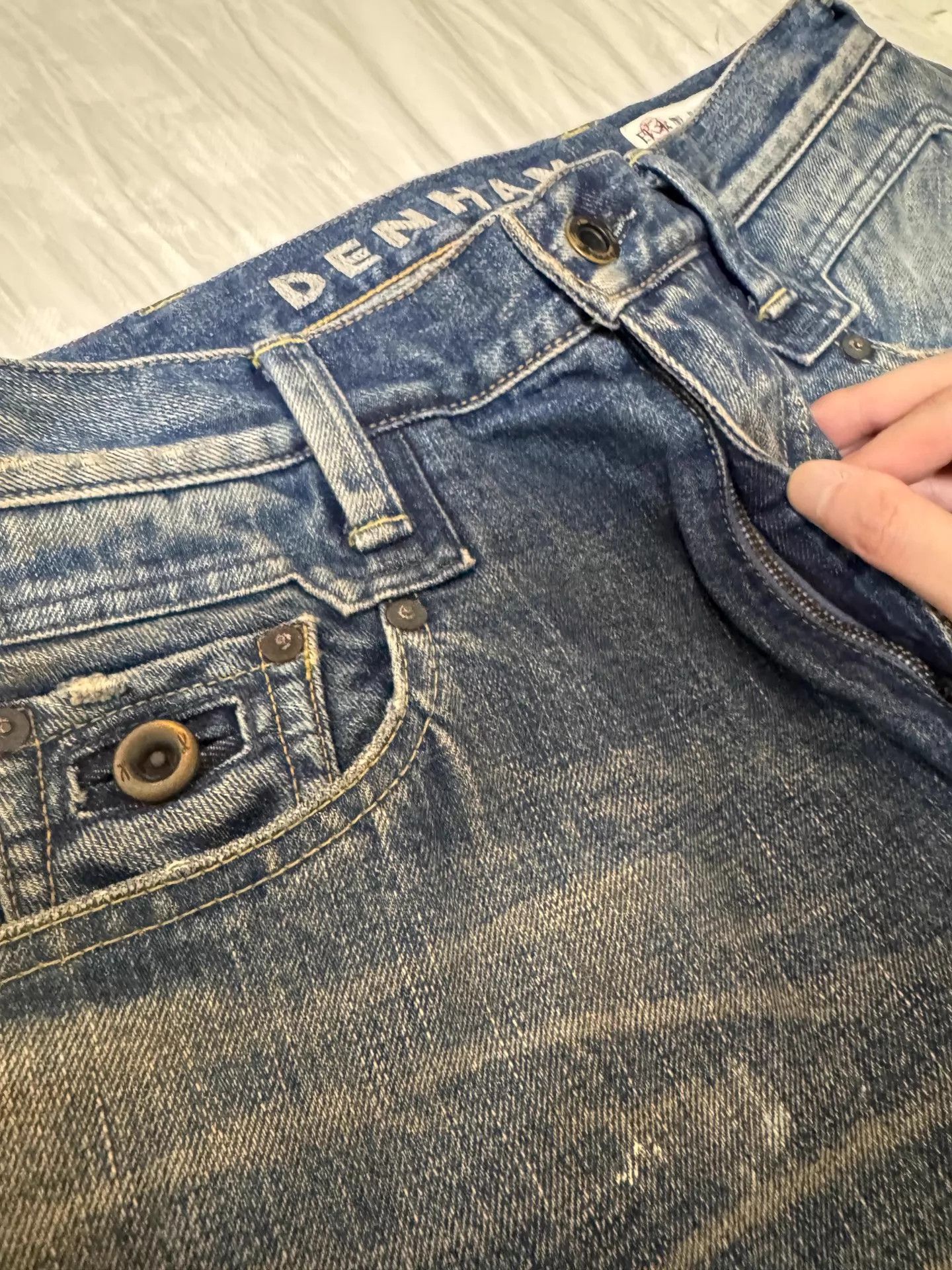 DENHAM Denham 24ss Jumbo Japan Wash Distressed Patched Blue S Jean Size US 30 / EU 46 - 6 Thumbnail