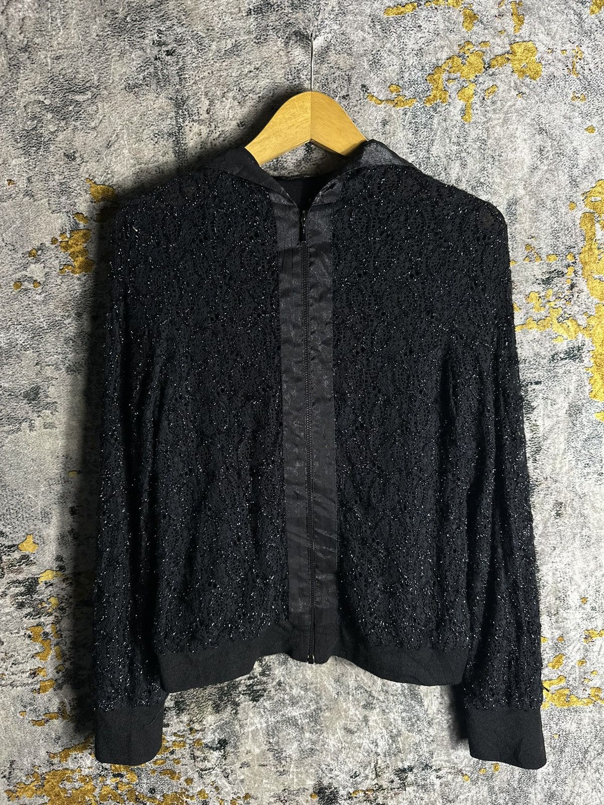 If Six Was Nine × Japanese Brand × Le Grande Bleu (L.G.B.) IF SIX WAS NINE LGB STYLE MESH LUTH GLITTER BLACK HOODIE Size US S / EU 44-46 / 1 - 5 Thumbnail