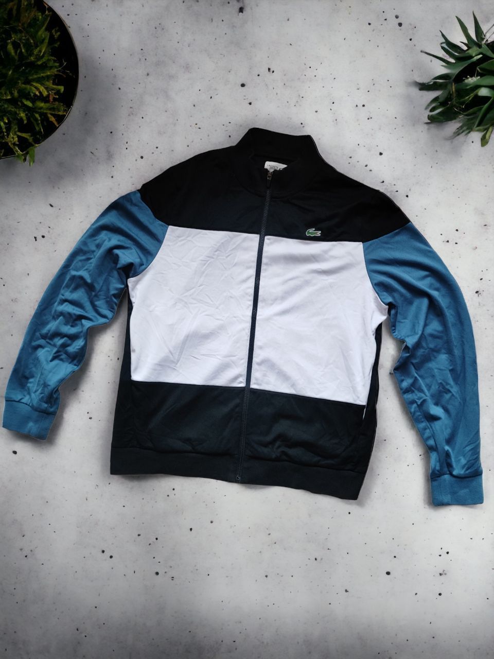 Pre-owned Lacoste Zip Sweatshirt  Sport In Black/blue/white