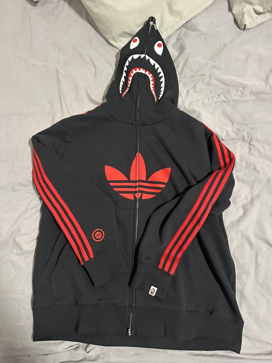 Adidas × Bape Bape x Adidas Ultimate Shark Hoodie | Grailed