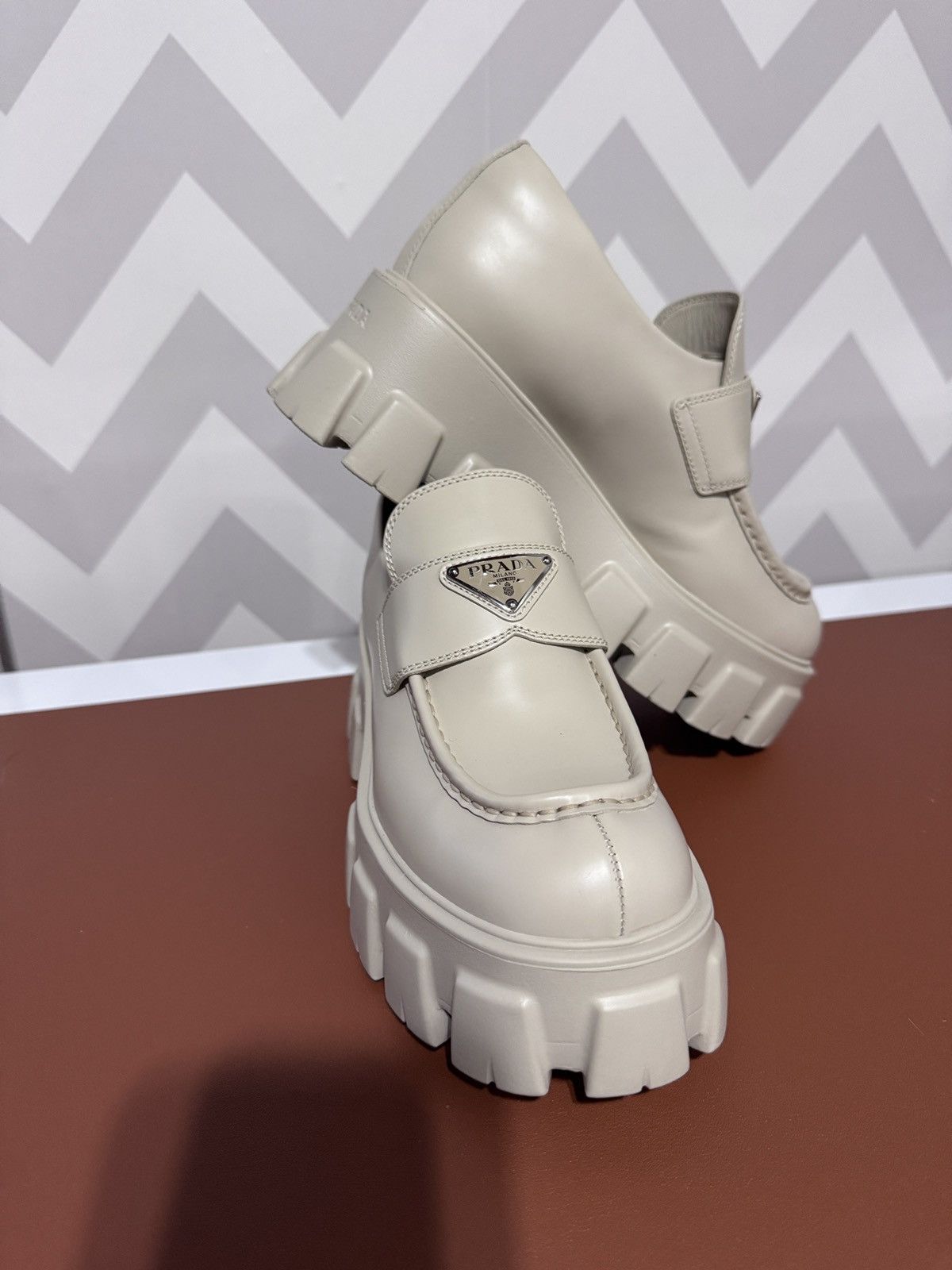 Monolith Leather Platform Loafers color deserto