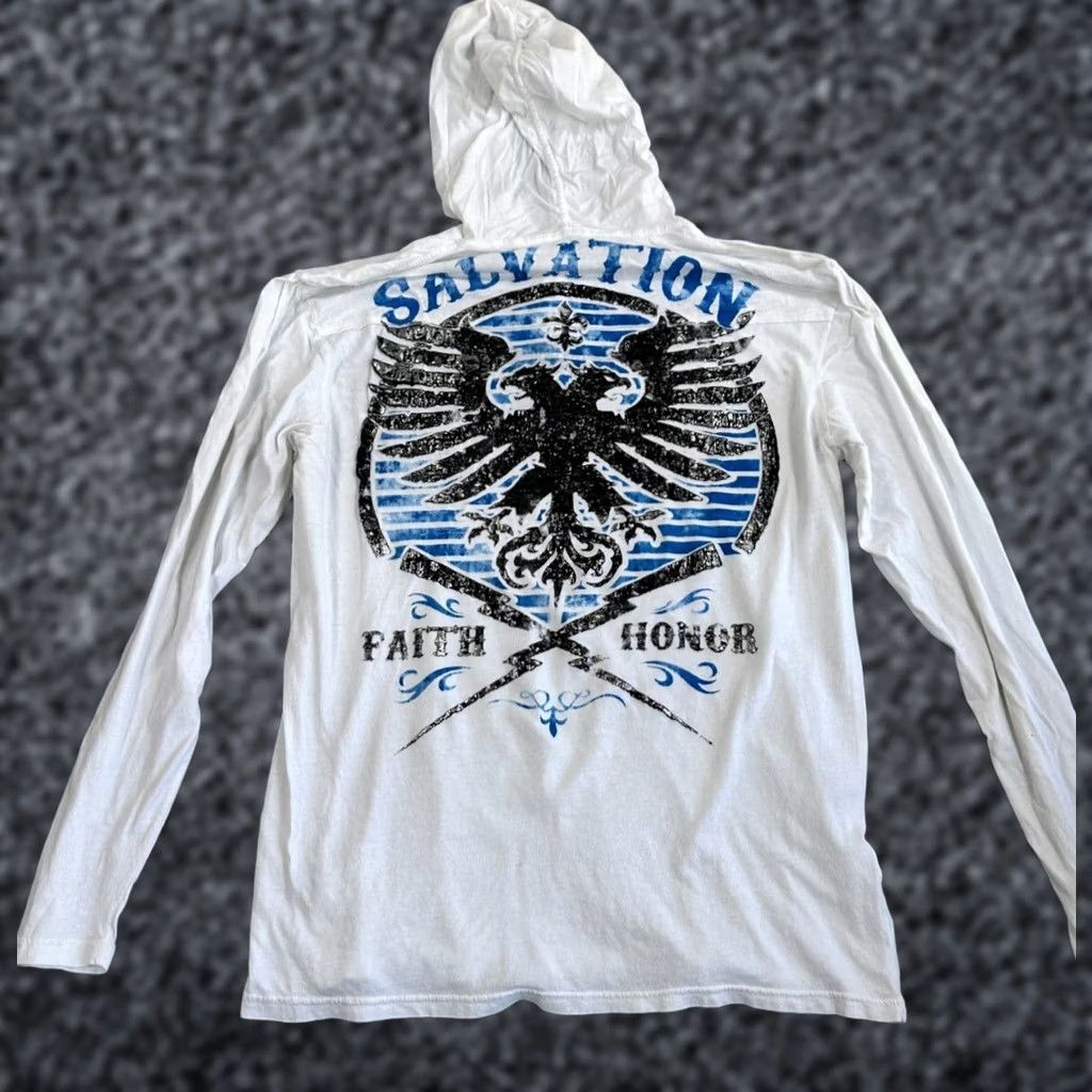 Affliction Affliction Hoodie White XL Pullover Shirt Mens Long Sleeve Solid Pattern Premium Athletics Redemption Winter Classic Comfort Size US XL / EU 56 / 4 - 1 Thumbnail