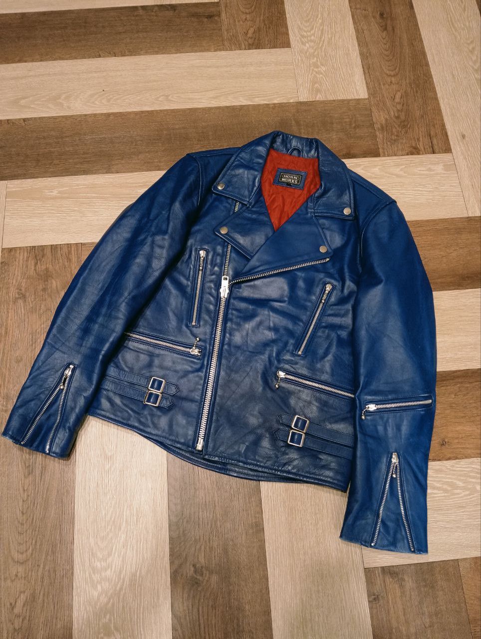 Japanese Brand JAPANESE HORN WORKS RIDER LEATHER JACKET Size US L / EU 52-54 / 3 - 5 Thumbnail